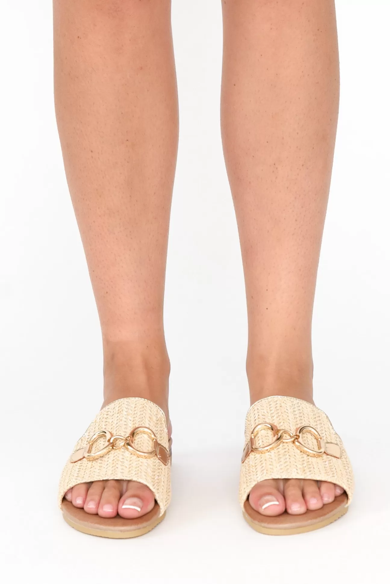 Laguna Quays Kandy Beige Raffia Buckle Slide Flash Sale