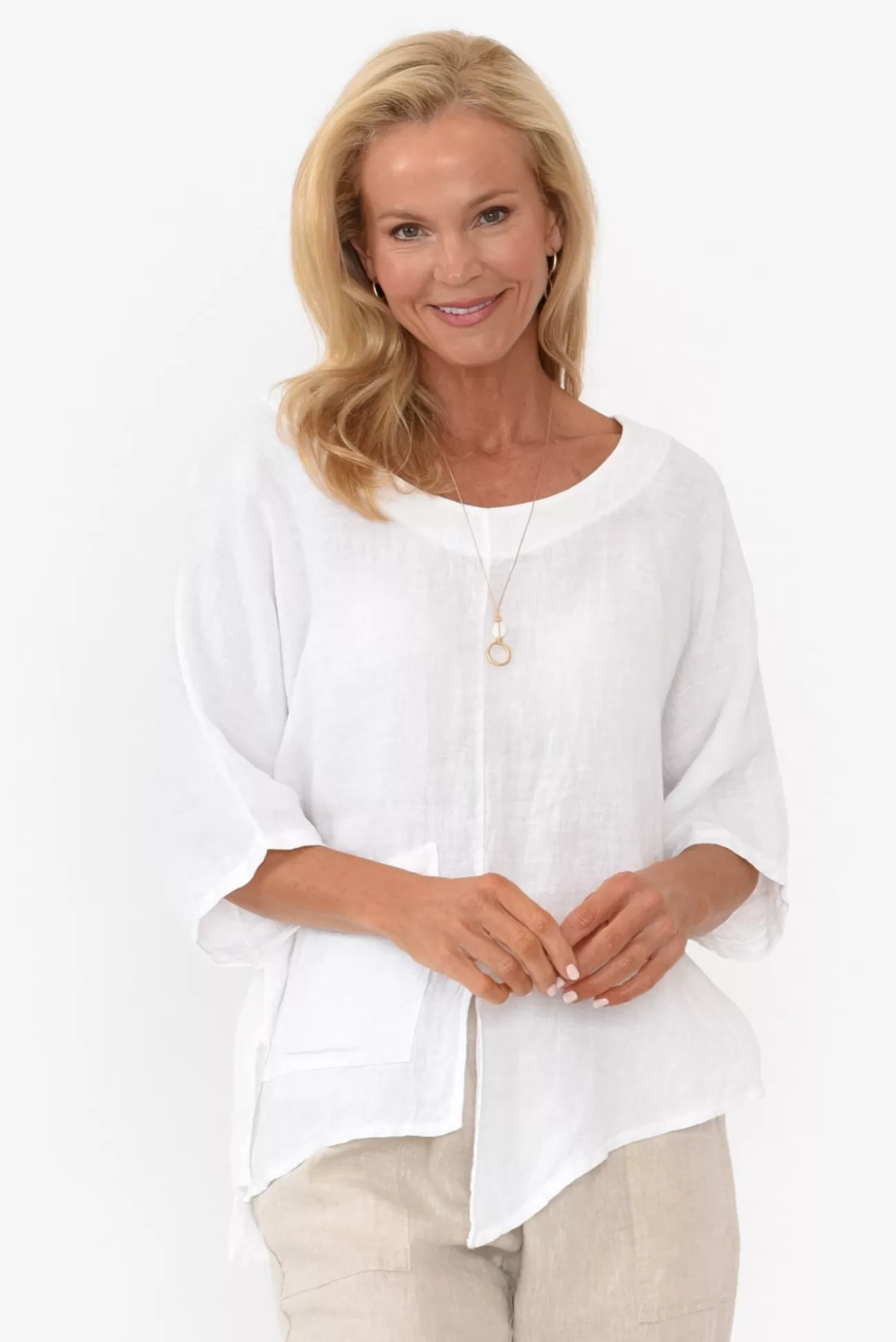 Talia Benson Kara White Linen Top Hot