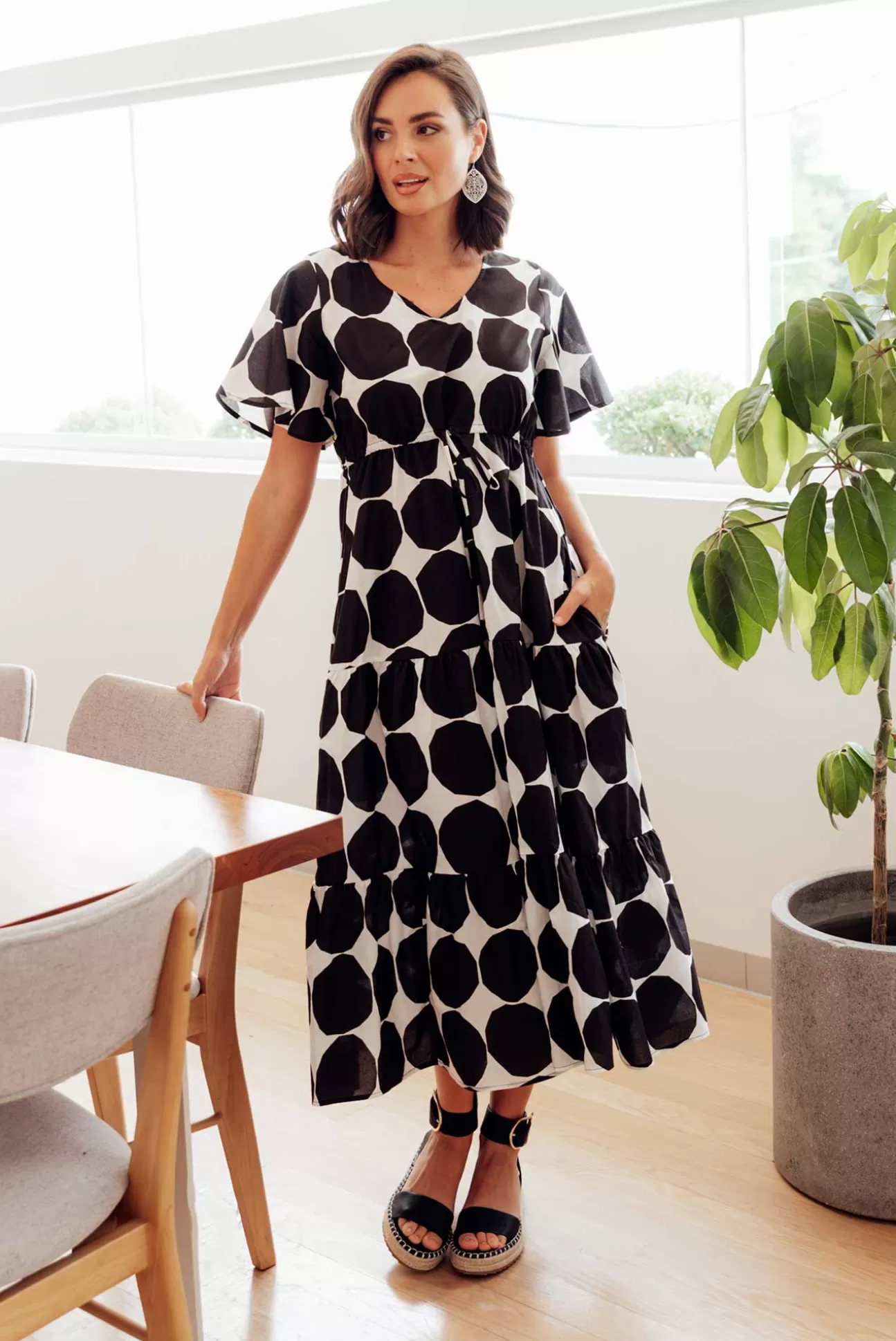 Slate the Label Kasey Black Spot Cotton Poplin Dress Outlet