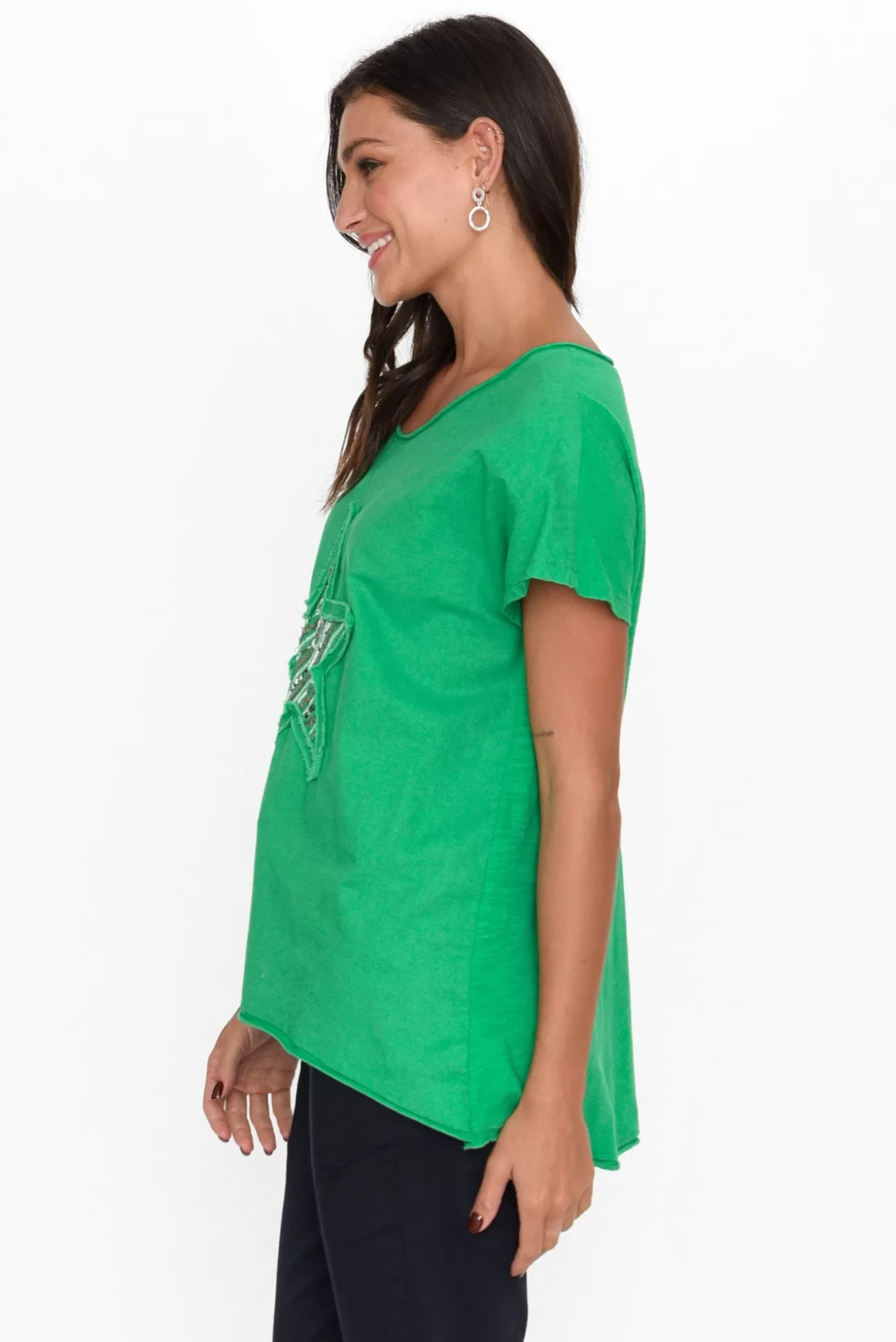 Cali and Co Kassidy Emerald Star Sequin Tee Best Sale