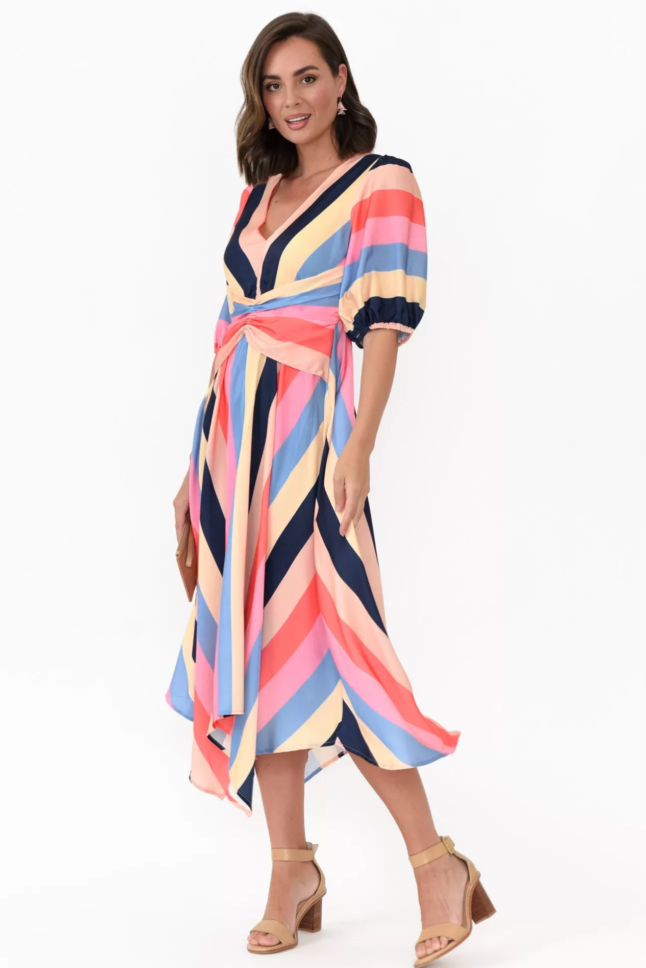 Yh and Co Keanu Carnival Stripe V Neck Dress Online