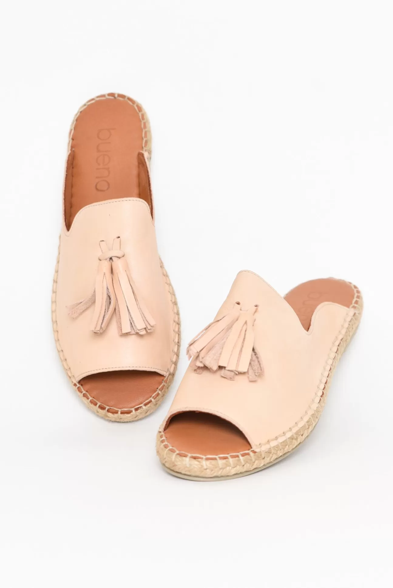 Bueno Keilor Nude Leather Tassel Slide Shop