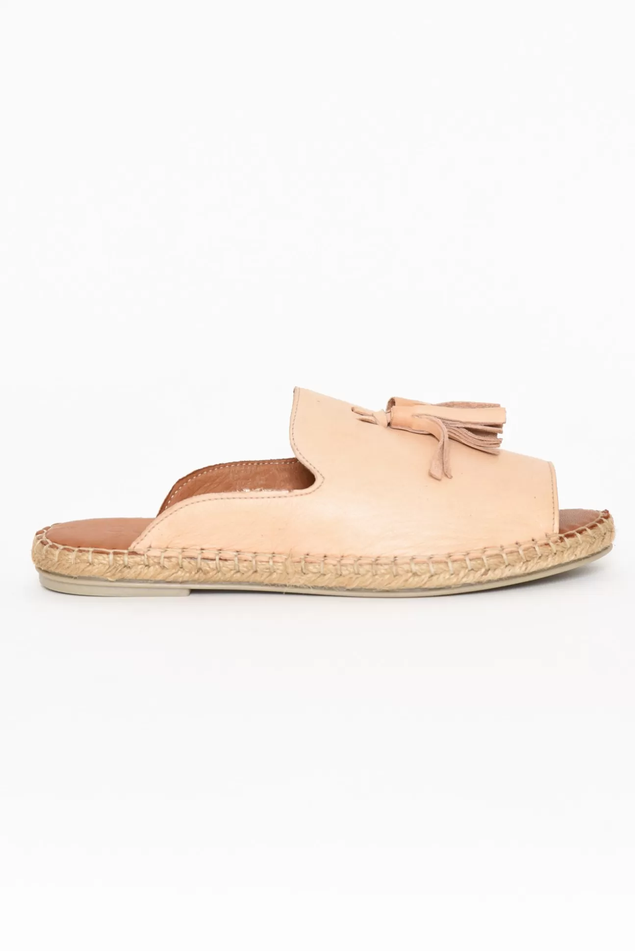 Bueno Keilor Nude Leather Tassel Slide Shop