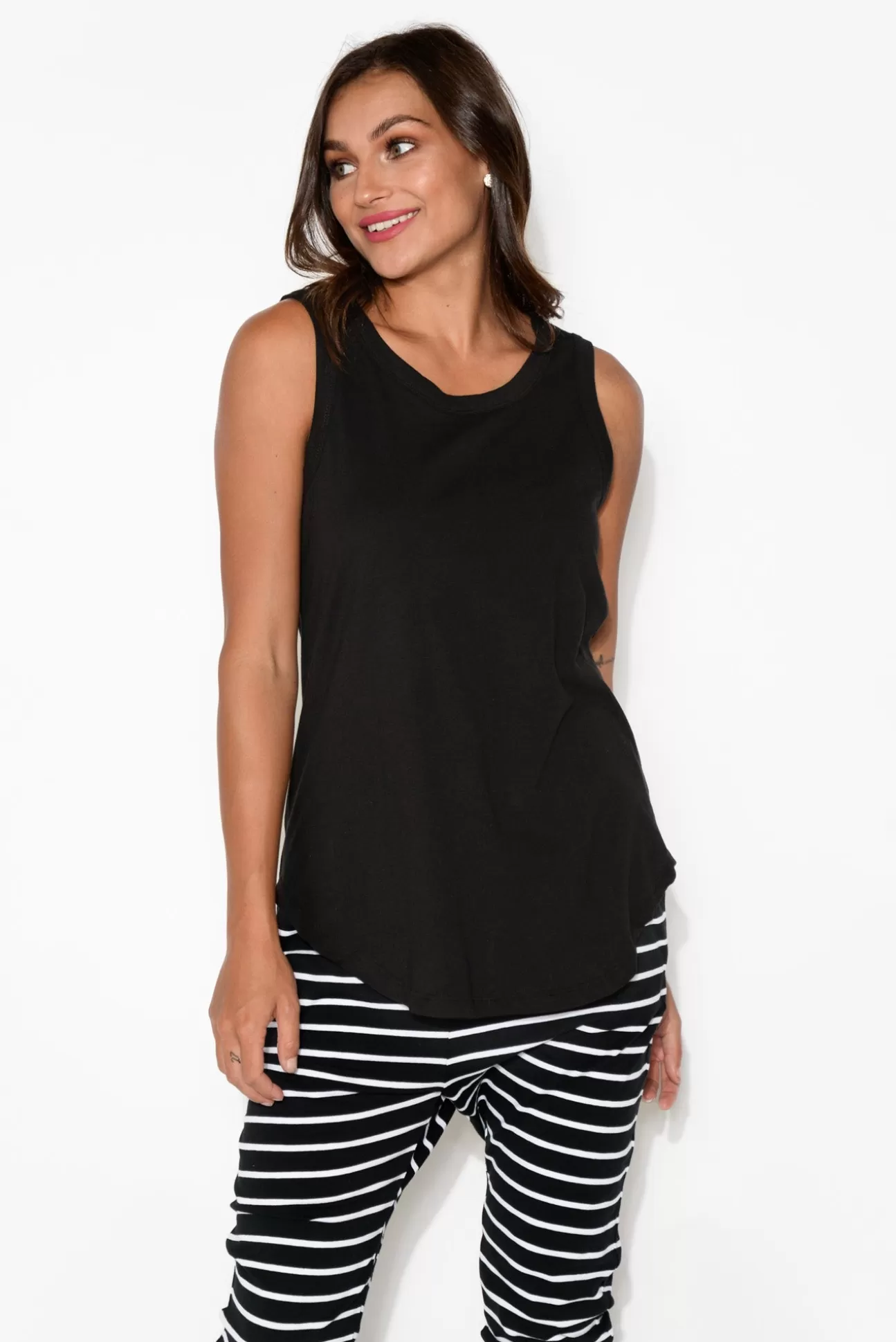 Betty Basics Keira Black Cotton Tank Online