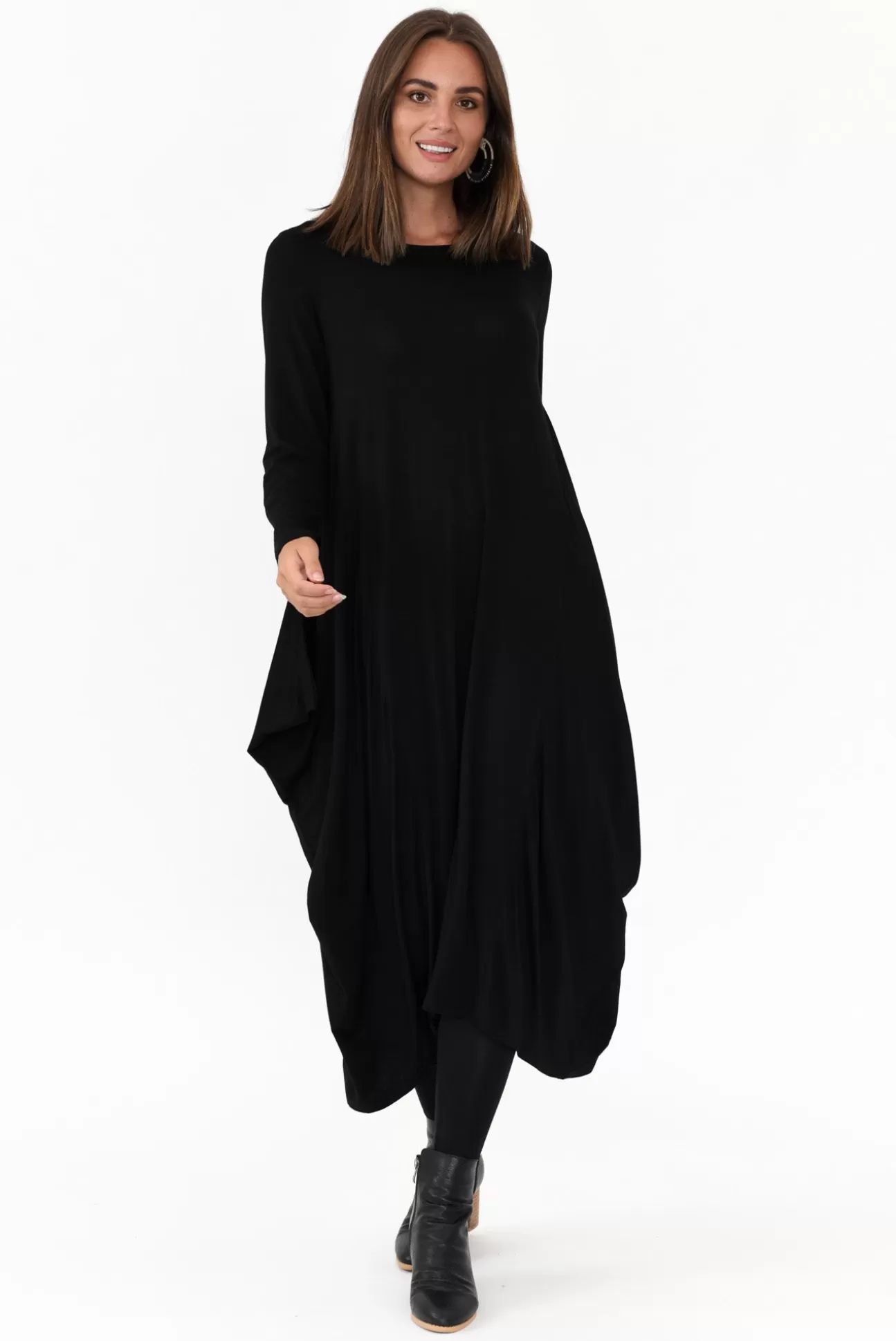 Cali and Co Kendal Black Long Sleeve Dress New