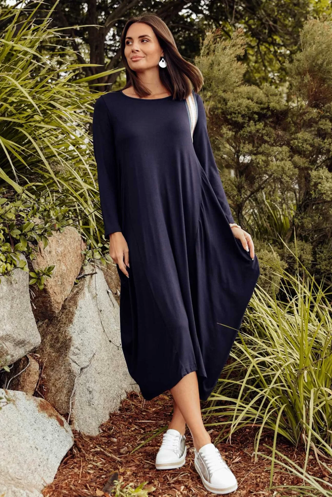 Cali and Co Kendal Navy Long Sleeve Dress Best Sale