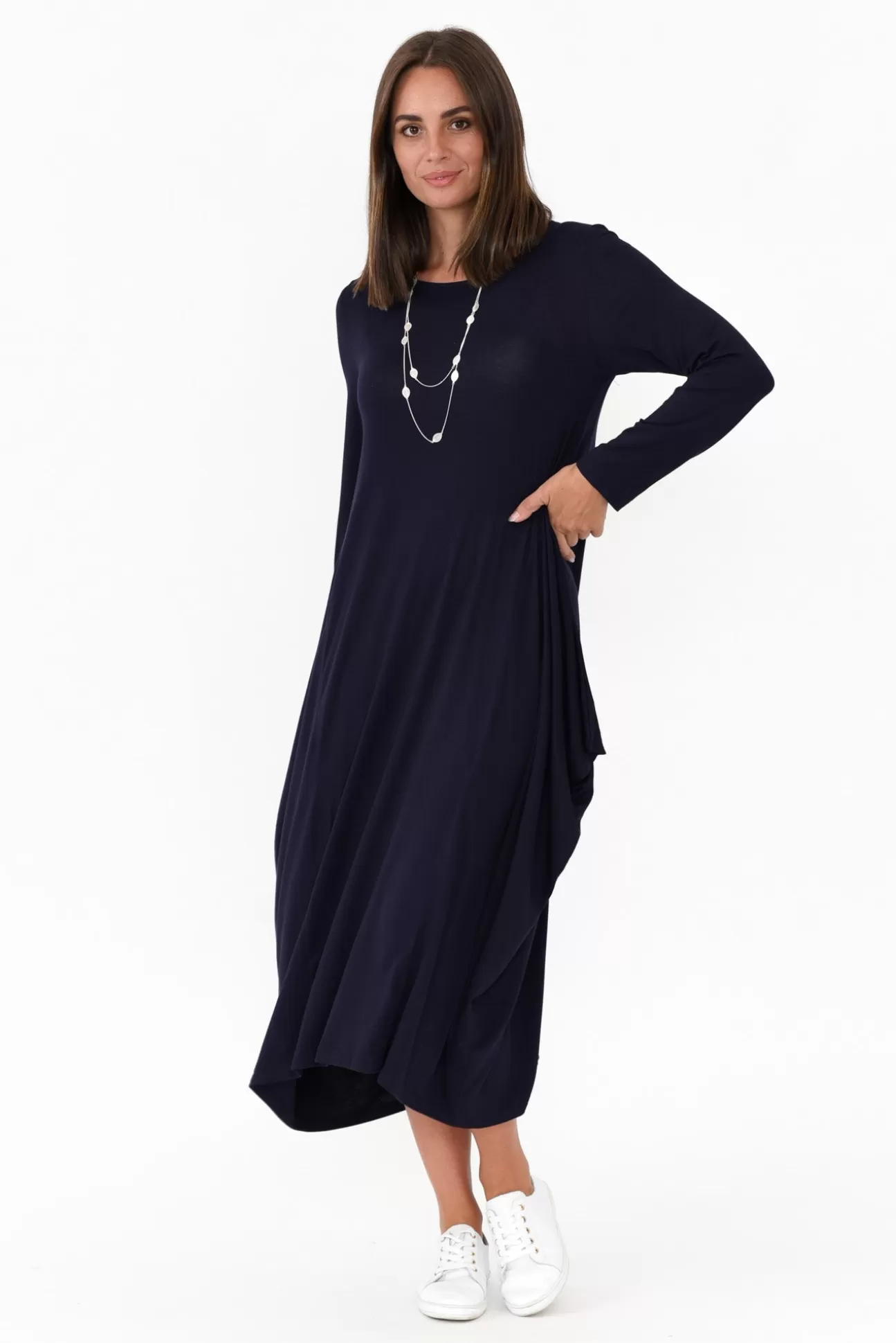 Cali and Co Kendal Navy Long Sleeve Dress Best Sale