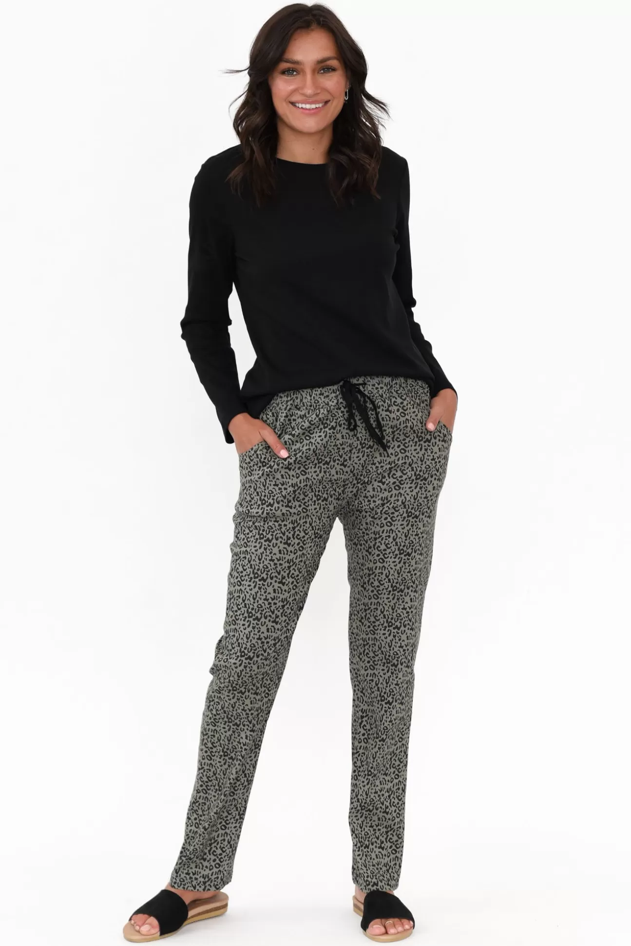 Cali and Co Kent Khaki Leopard Pant Shop