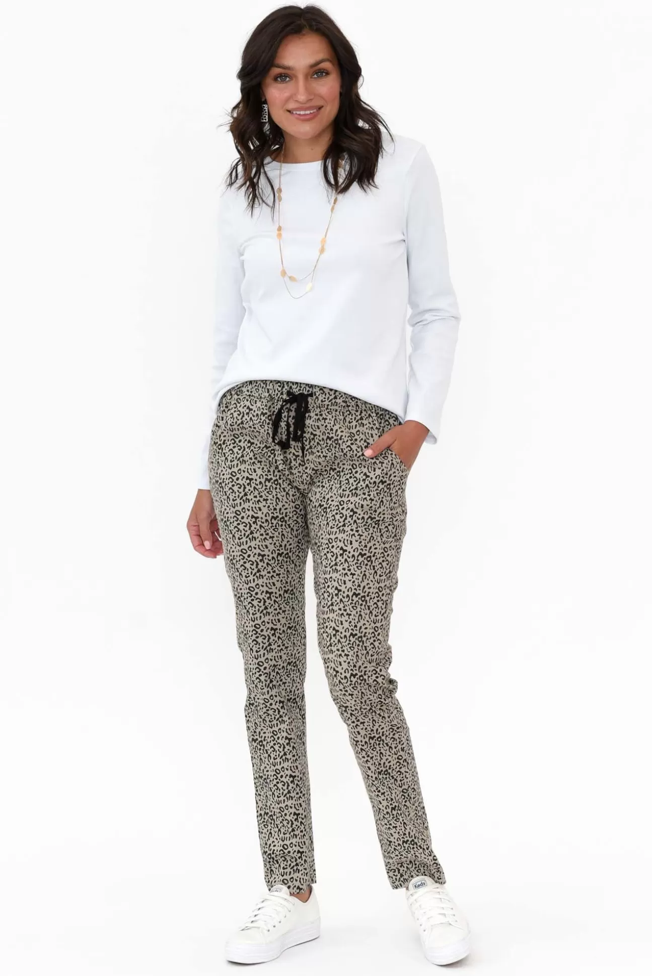 Cali and Co Kent Natural Leopard Pant Discount