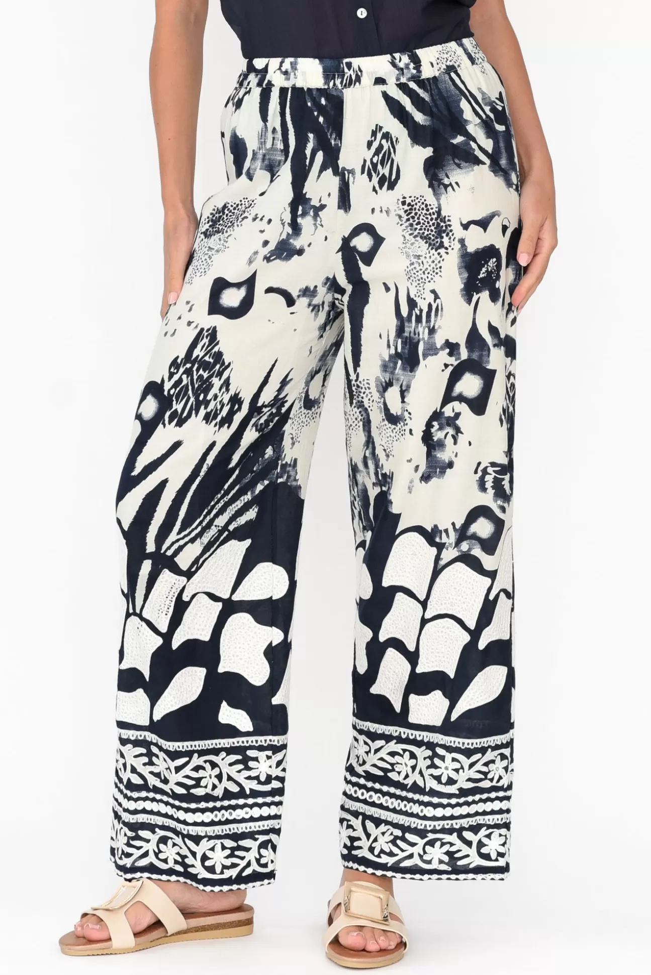 Hammock u0026 Vine Kenya Navy Abstract Wide Leg Pants Online