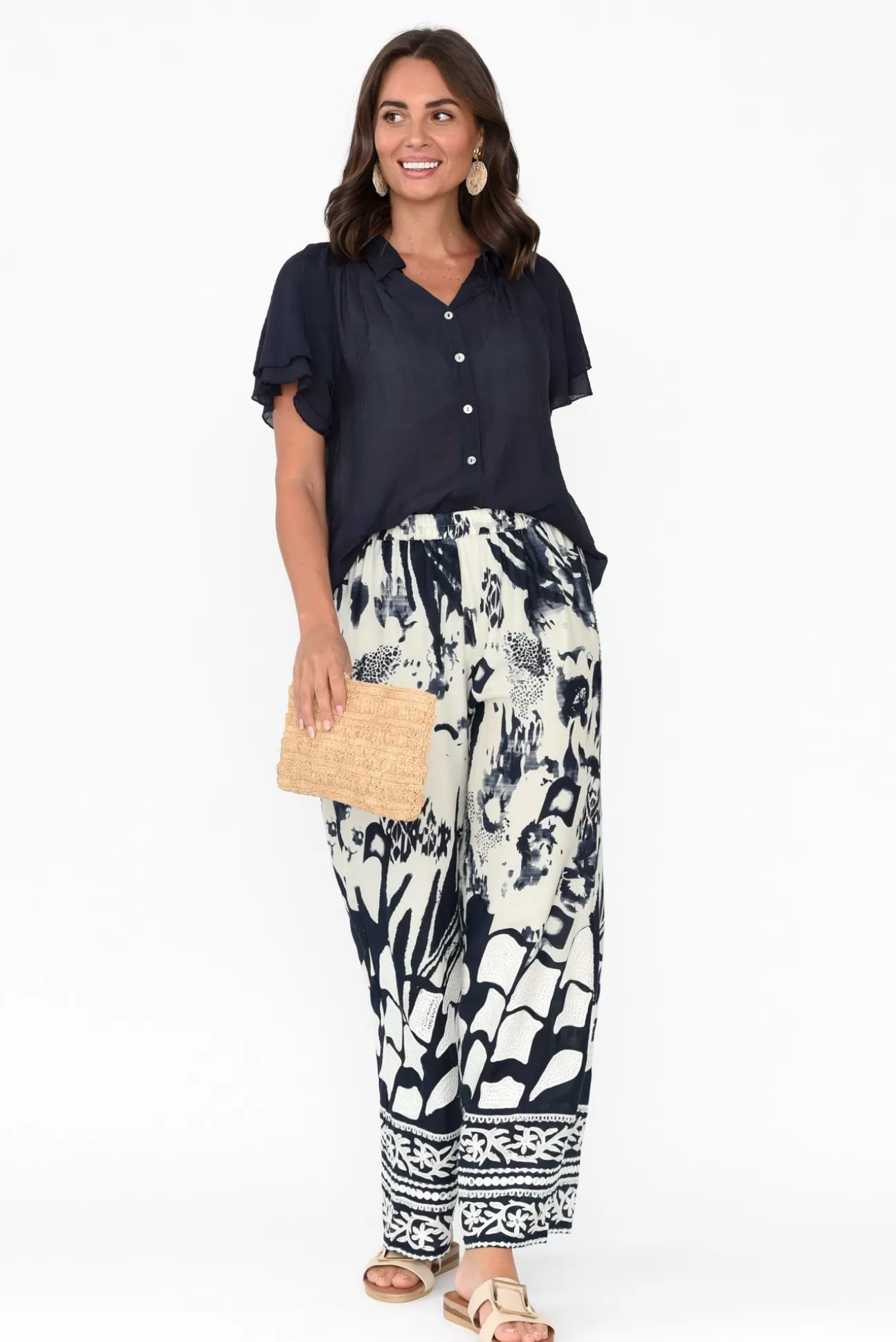 Hammock u0026 Vine Kenya Navy Abstract Wide Leg Pants Online