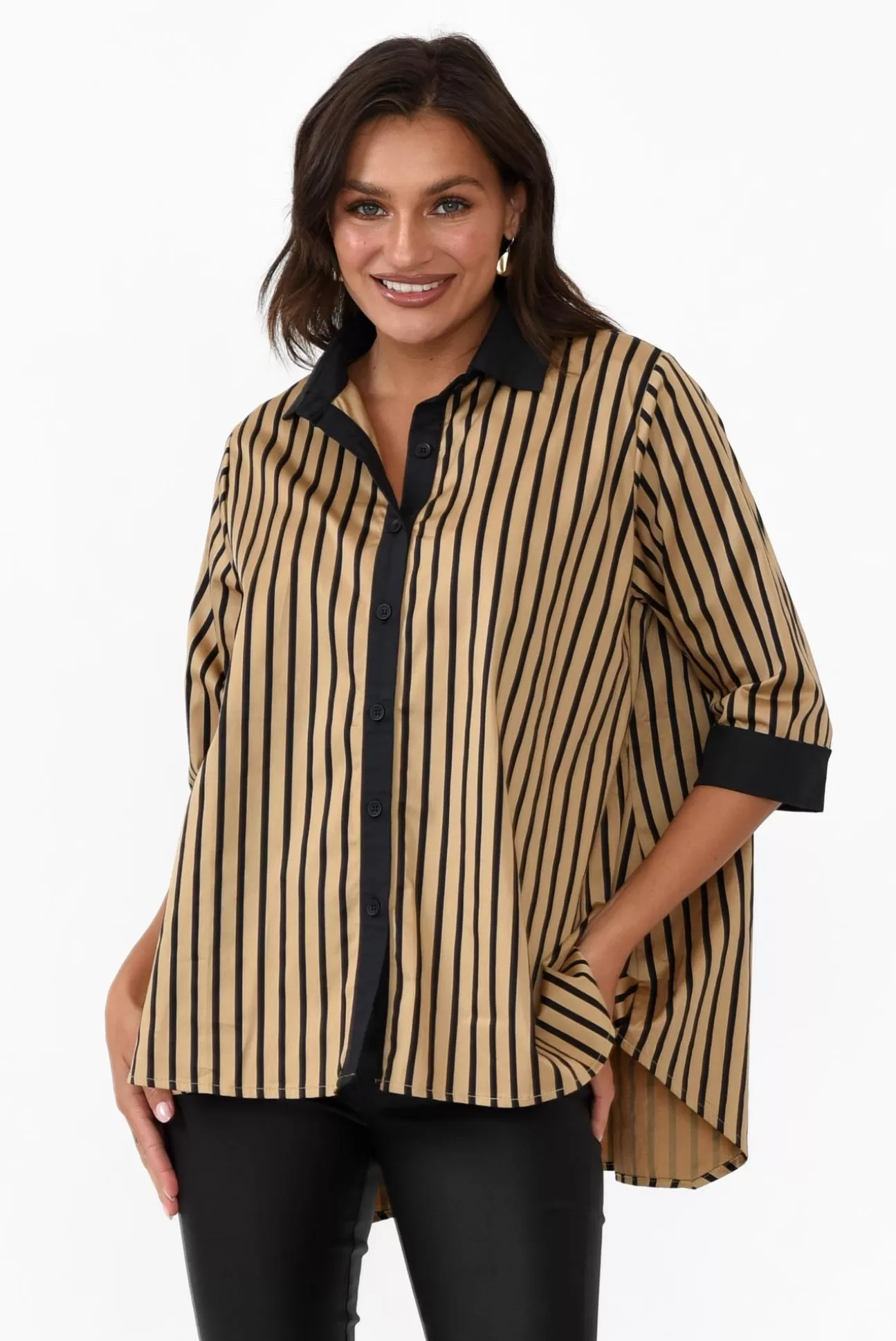 Slate The Label Knightley Black Stripe Cotton Shirt Shop