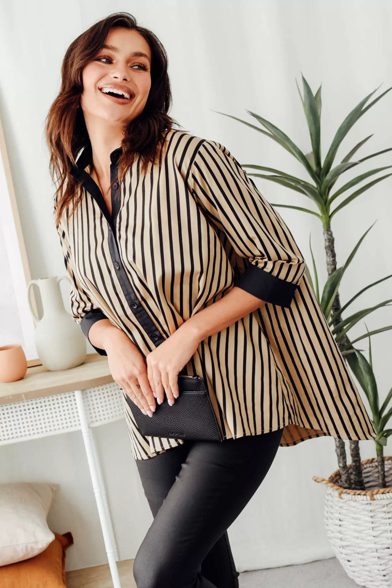 Slate The Label Knightley Black Stripe Cotton Shirt Shop