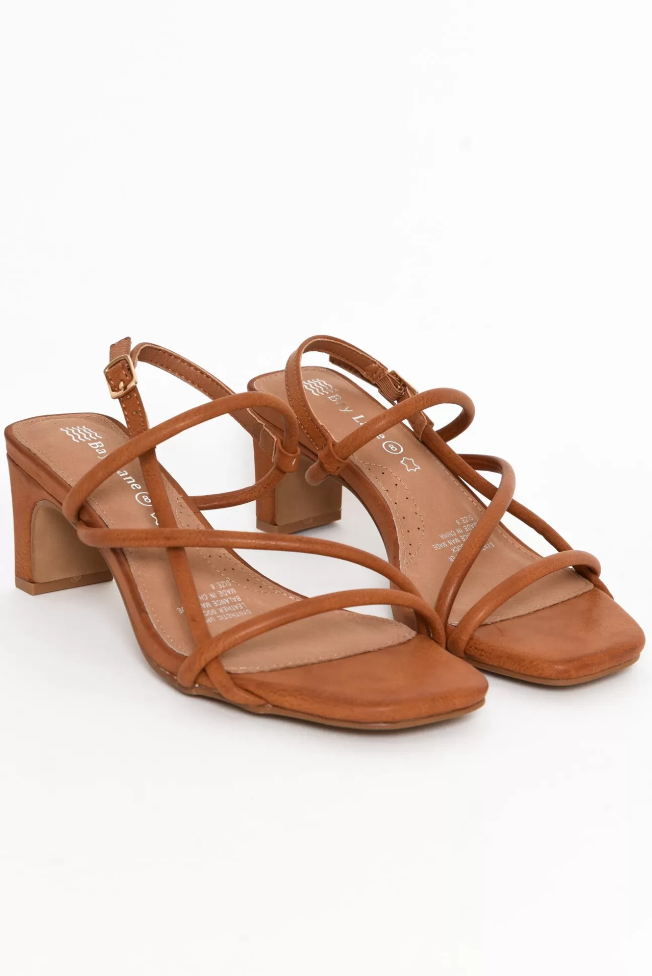 Bay Lane Krystal Tan Crossover Heel New