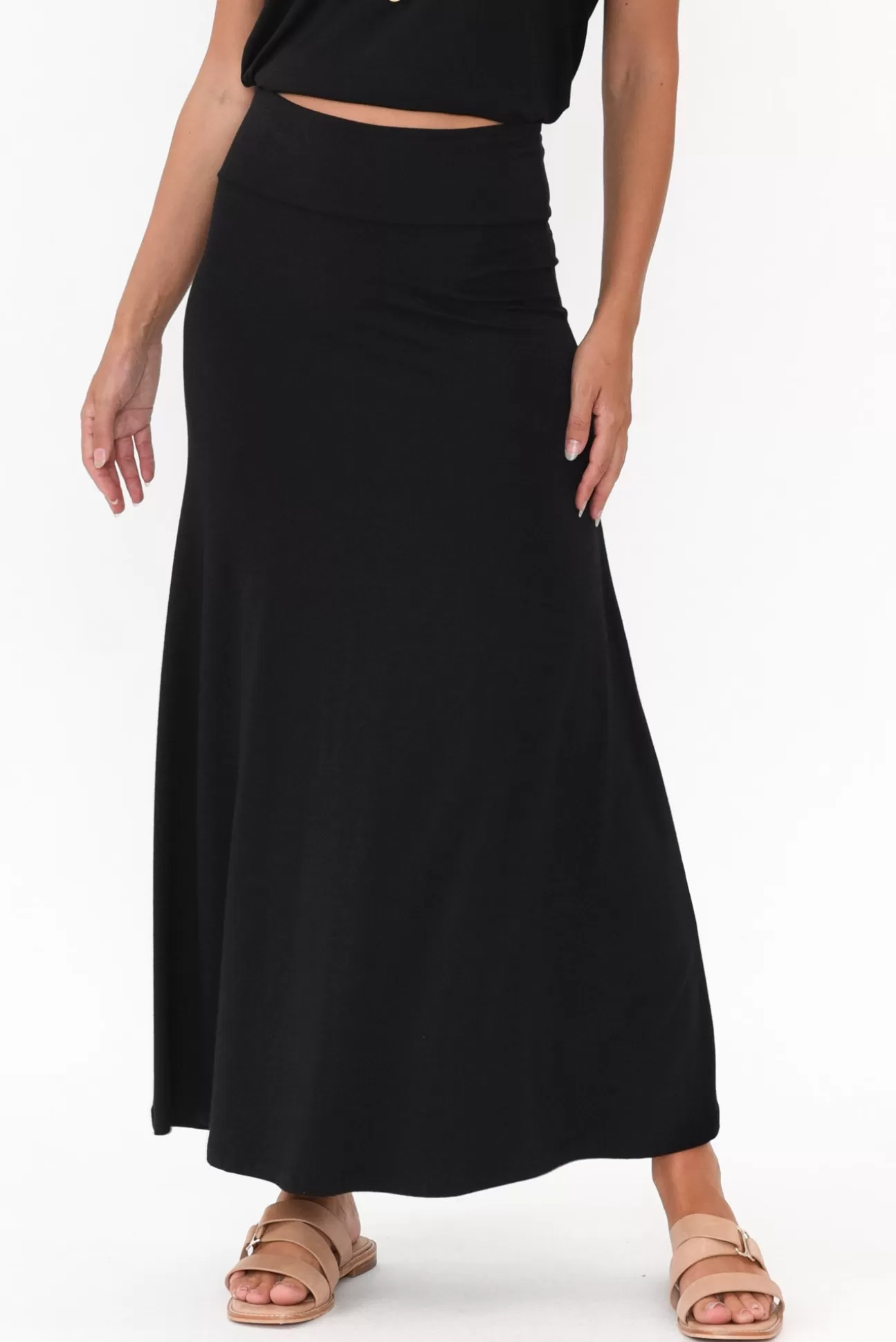 Bamboo Body Lana Black Bamboo Cotton Maxi Skirt Shop