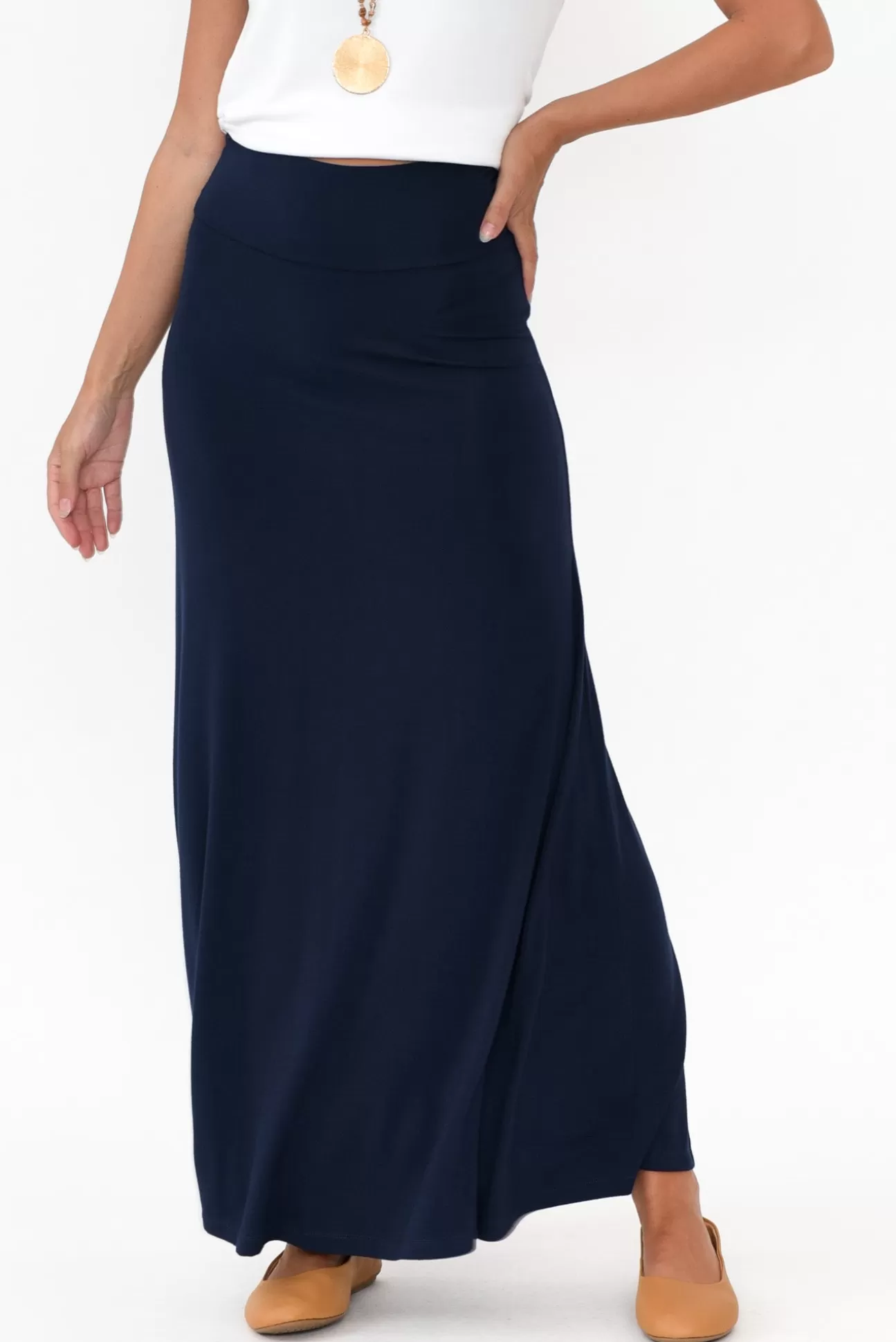 Bamboo Body Lana Navy Bamboo Maxi Skirt Sale