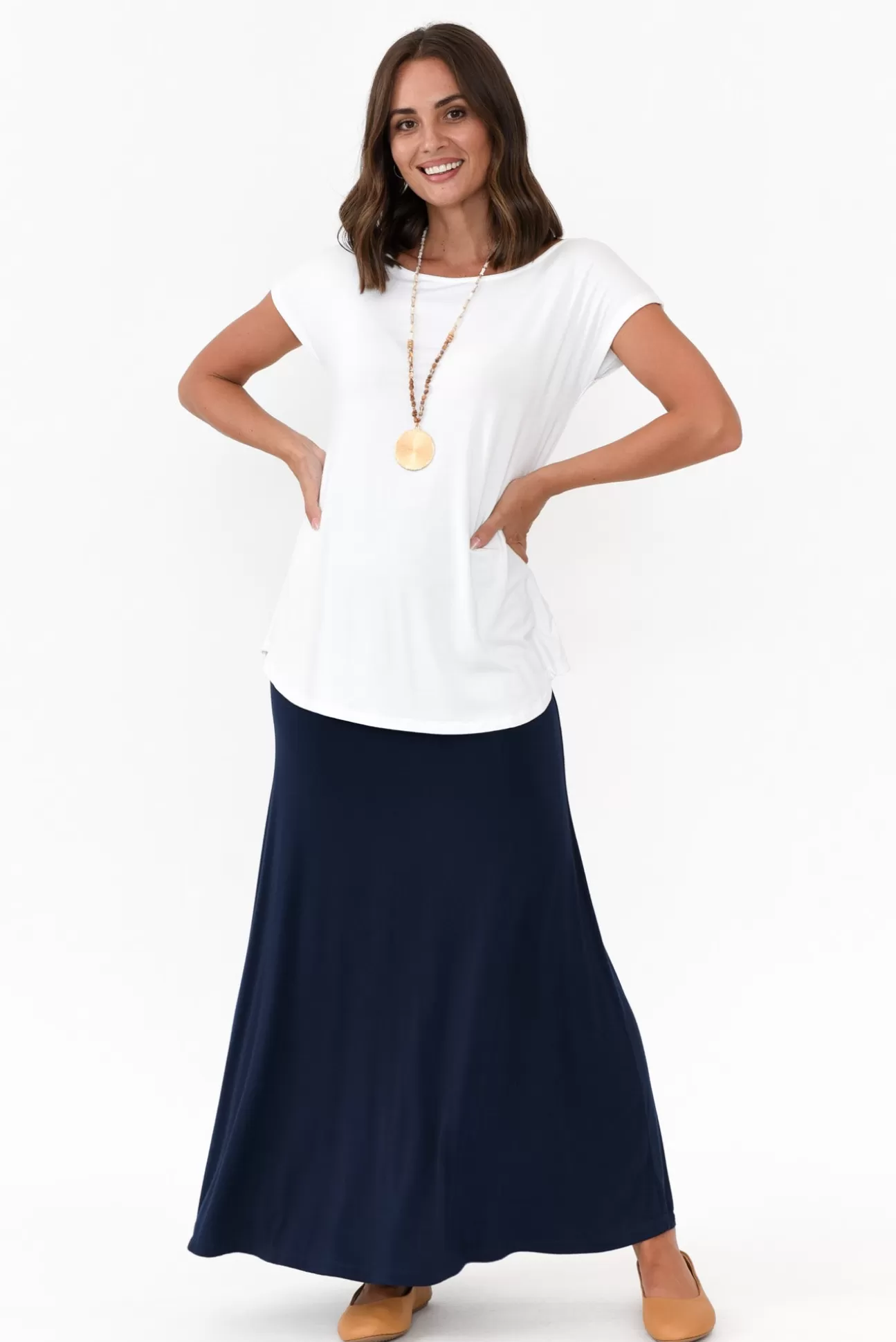 Bamboo Body Lana Navy Bamboo Maxi Skirt Sale