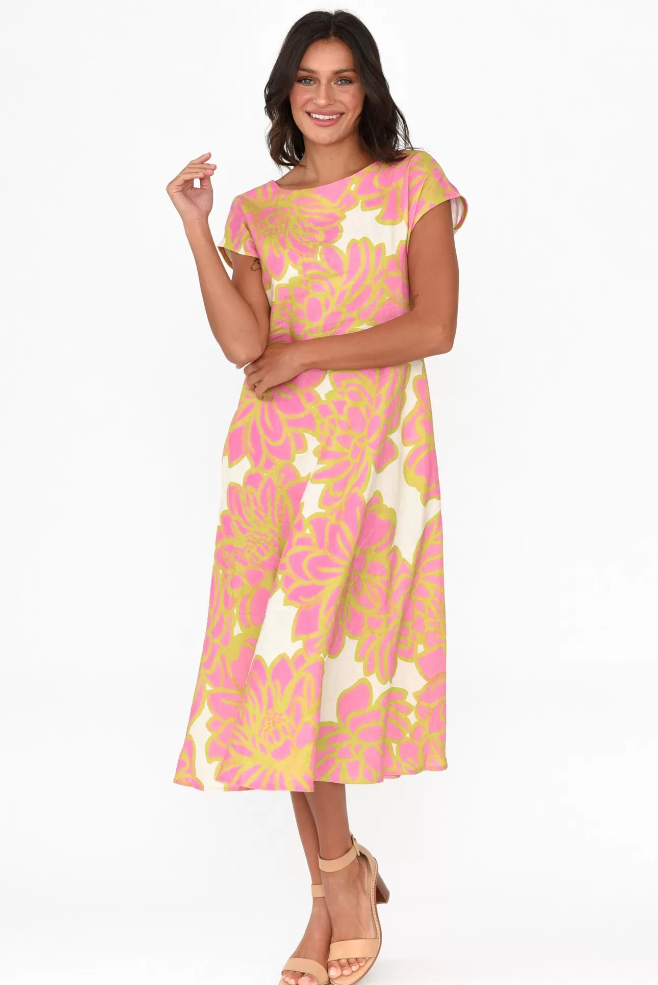 Foil Lara Pink Lotus Linen Dress Best Sale