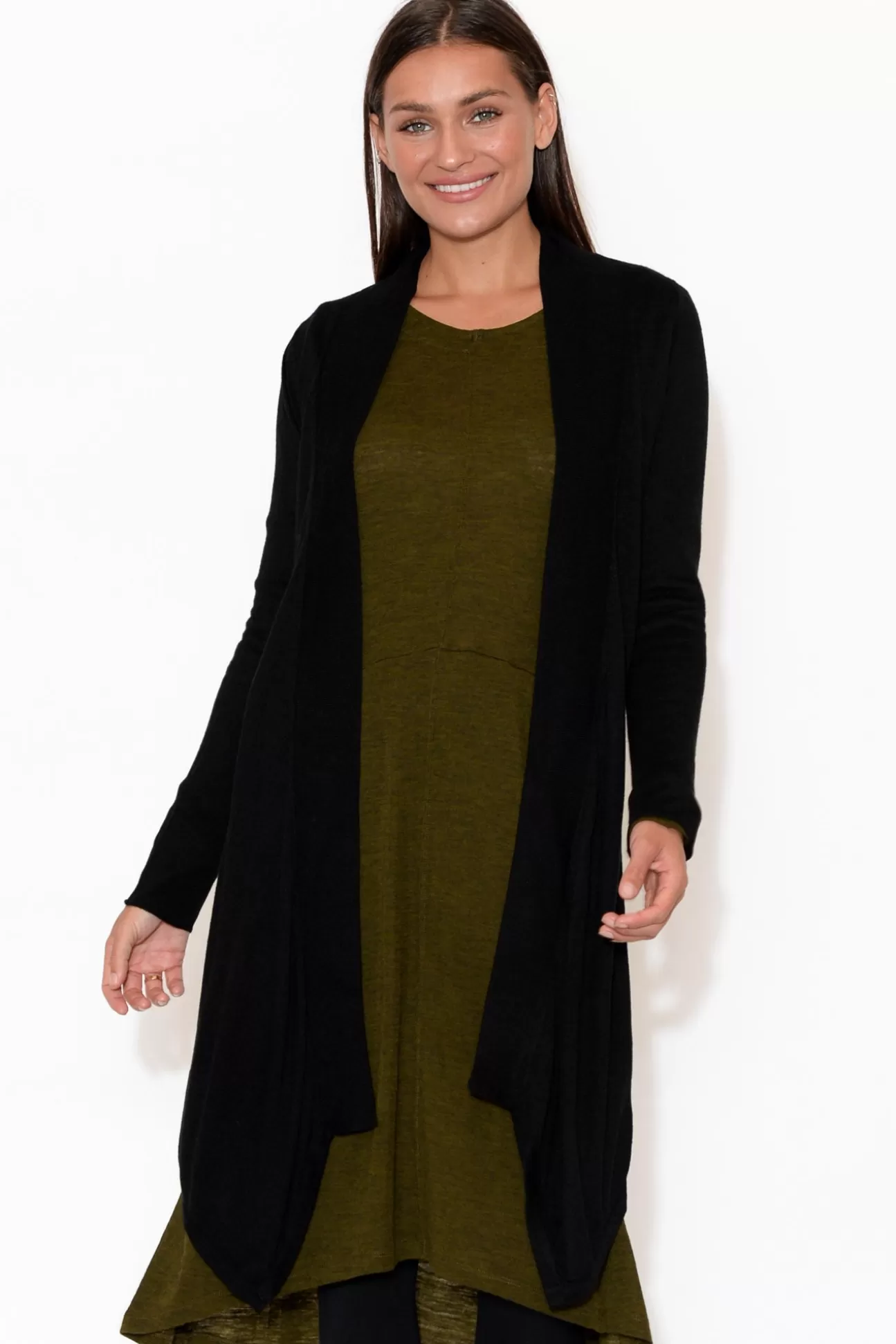 Lou Lou Lauper Black Cashmere Bamboo Cardigan New