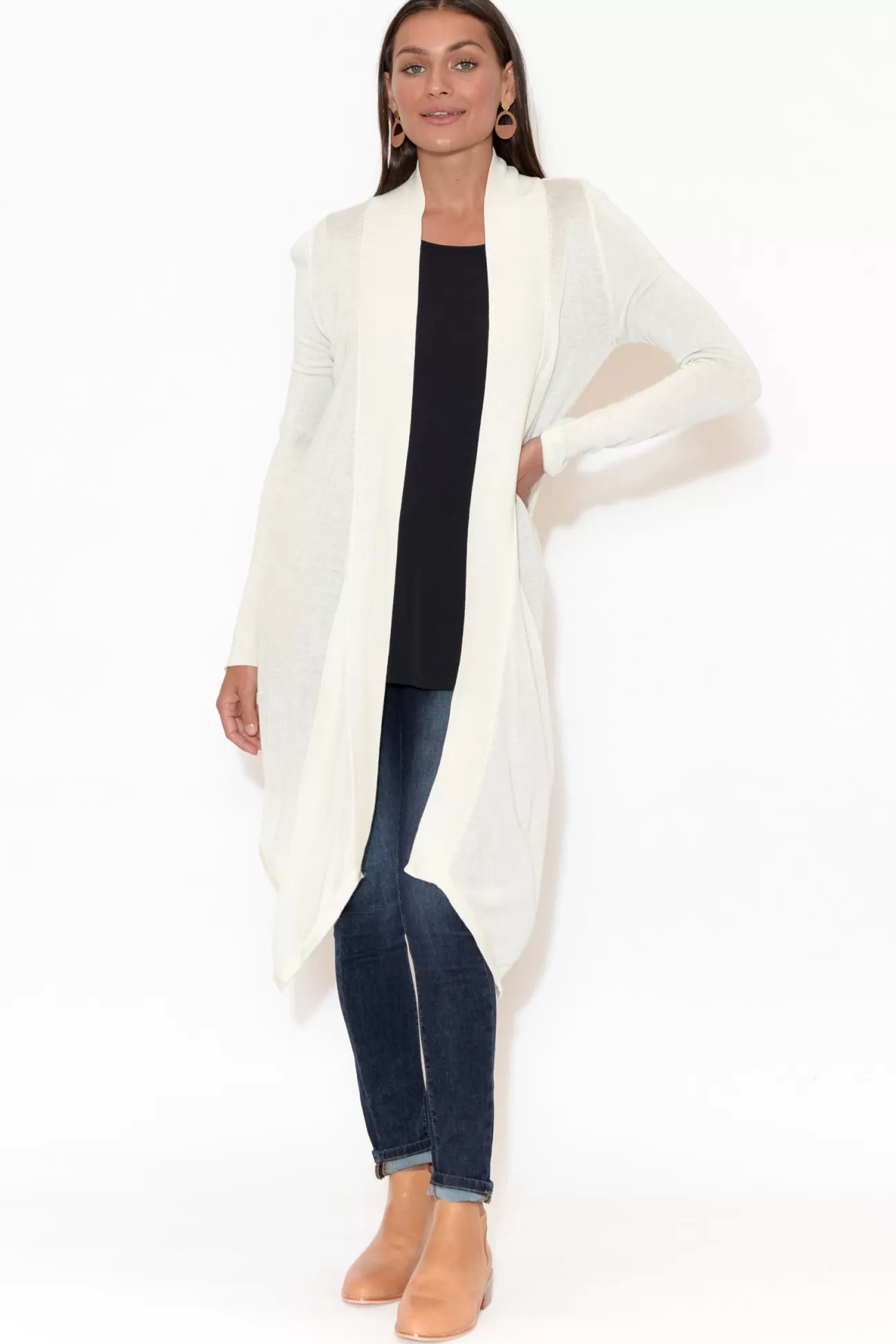 Lou Lou Lauper White Cashmere Bamboo Cardigan Discount