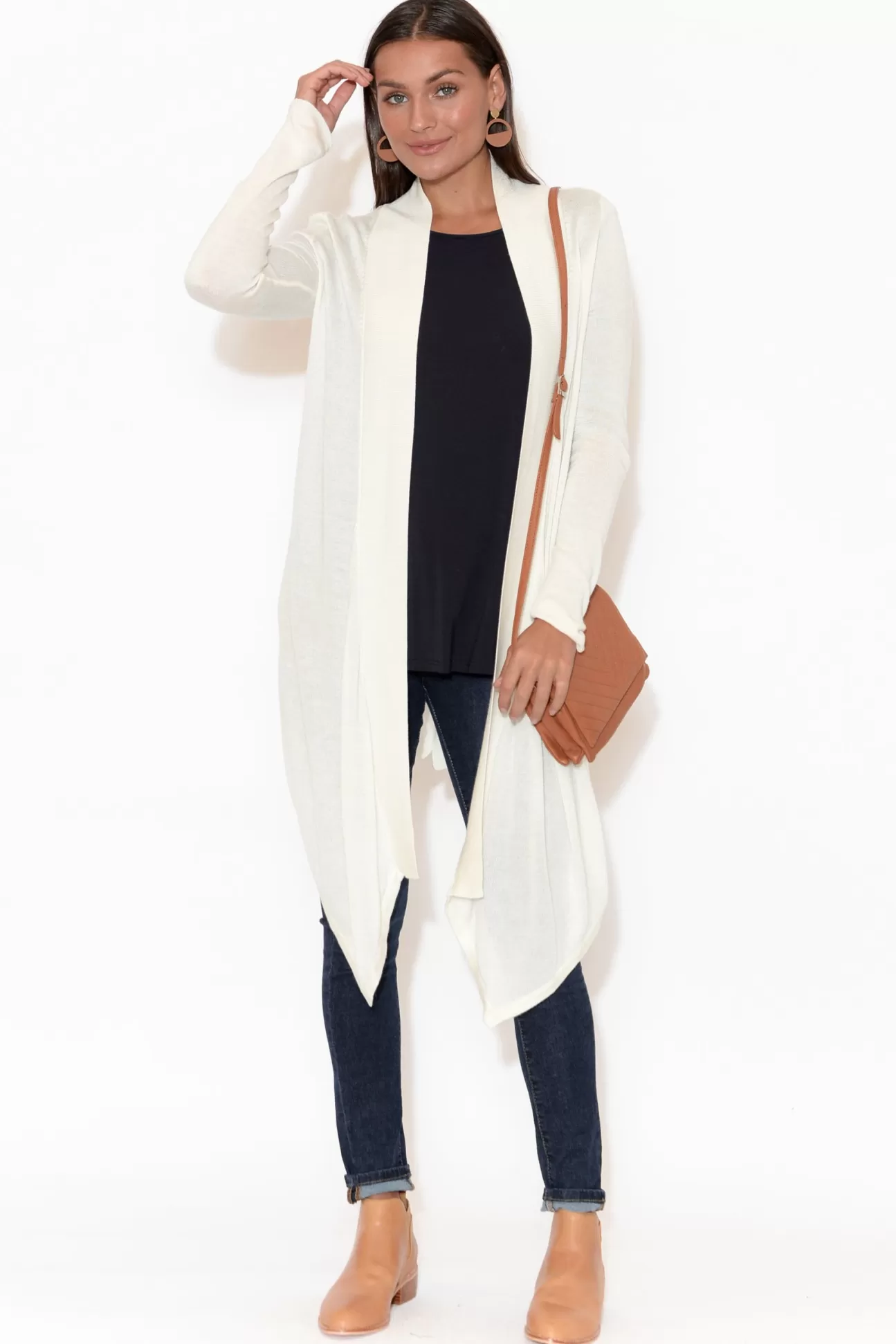 Lou Lou Lauper White Cashmere Bamboo Cardigan Discount