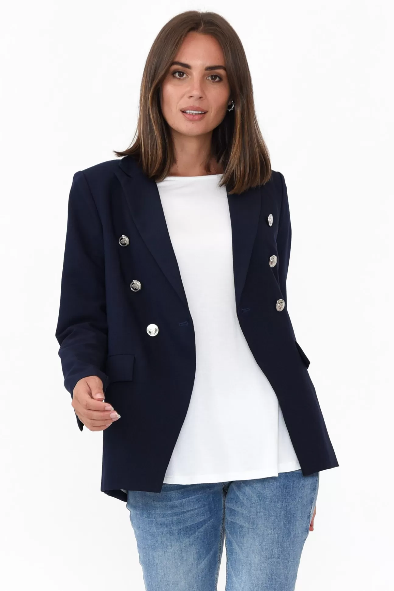 Gordon Smith Lauren Navy Double Breasted Blazer Flash Sale