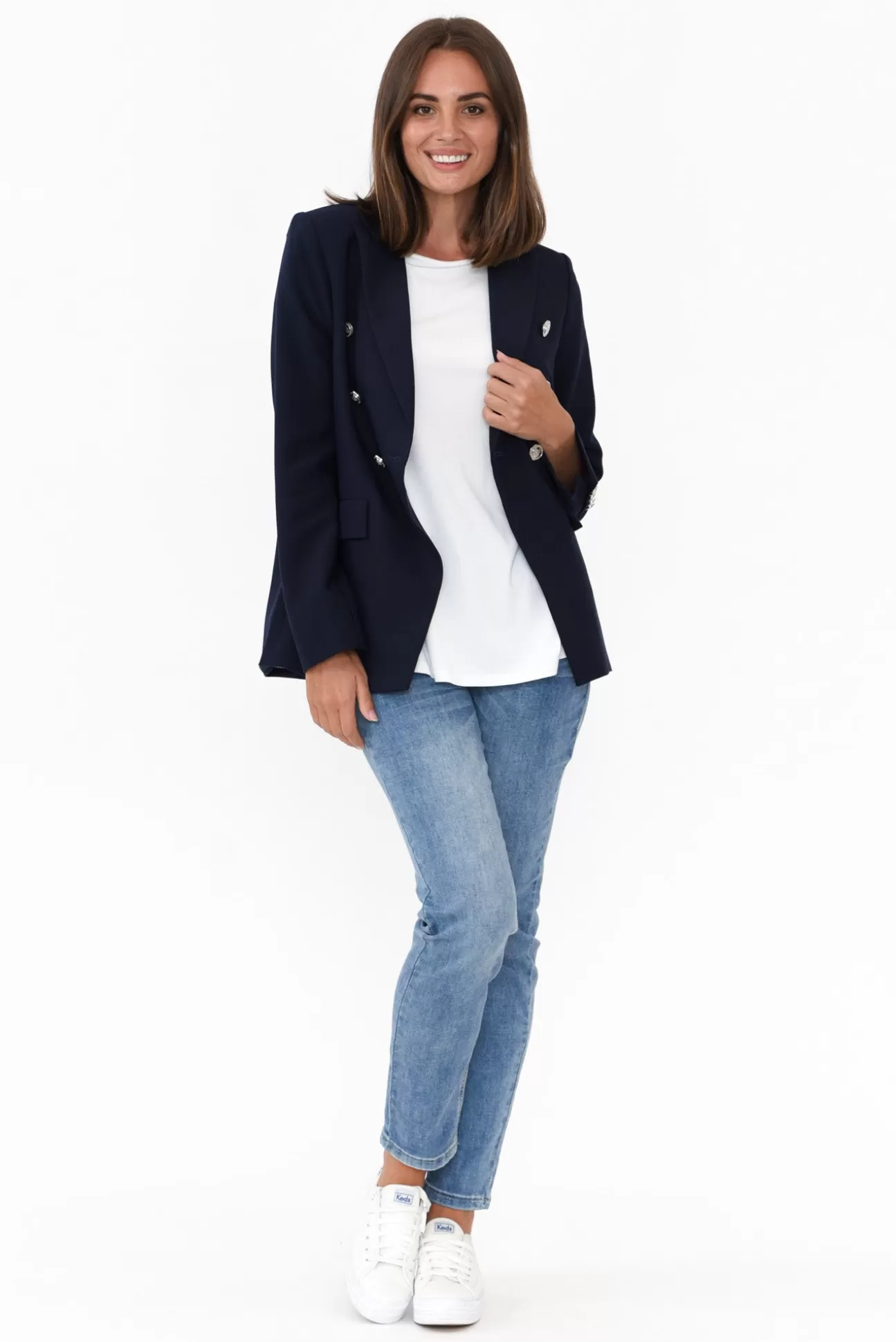 Gordon Smith Lauren Navy Double Breasted Blazer Flash Sale