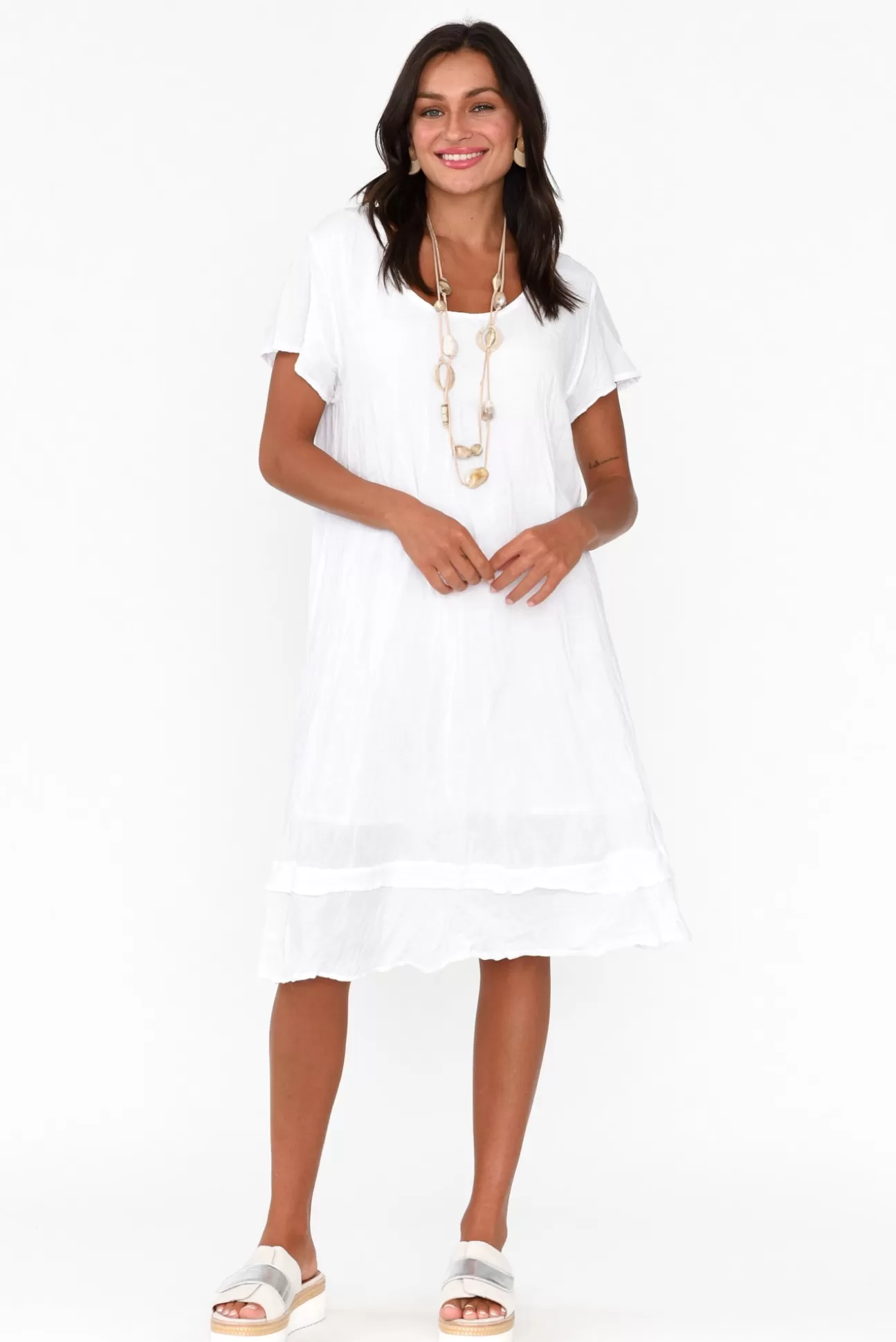 Namastai Lauren White Crinkle Cotton Dress Best