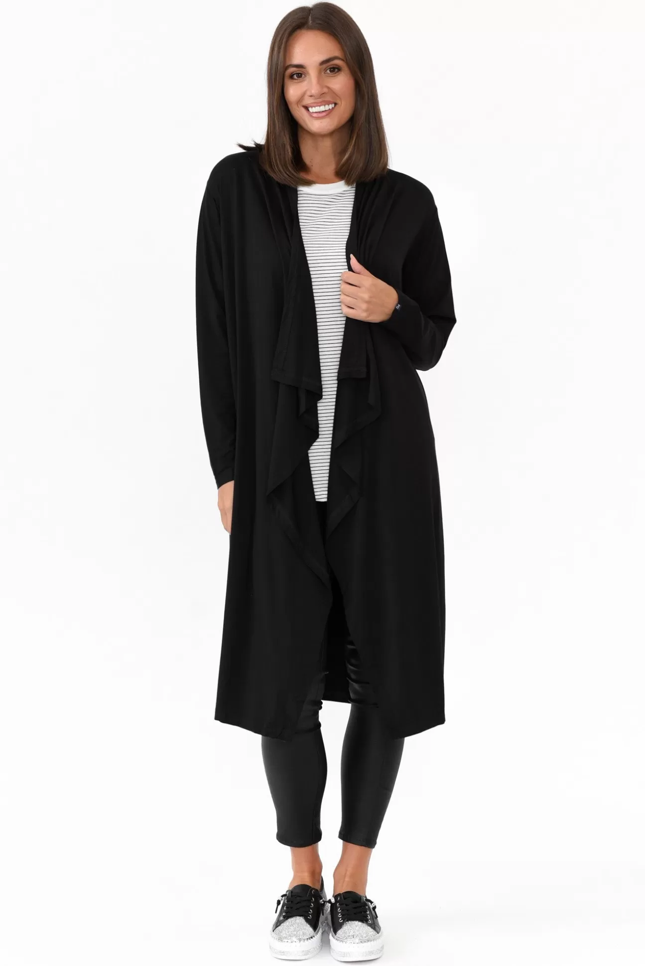 PQ Leanna Black Bamboo Waterfall Cardigan Flash Sale