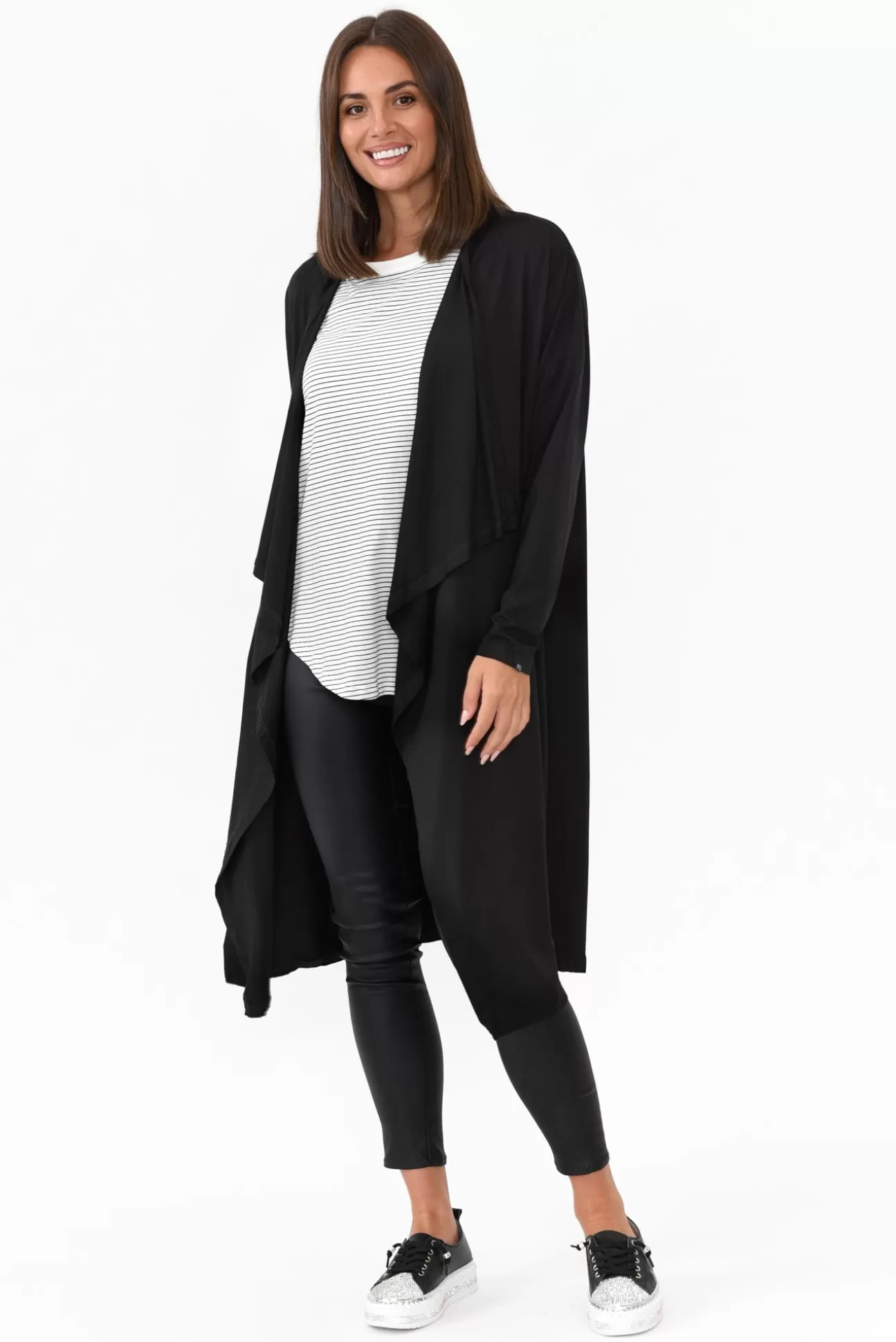 PQ Leanna Black Bamboo Waterfall Cardigan Flash Sale