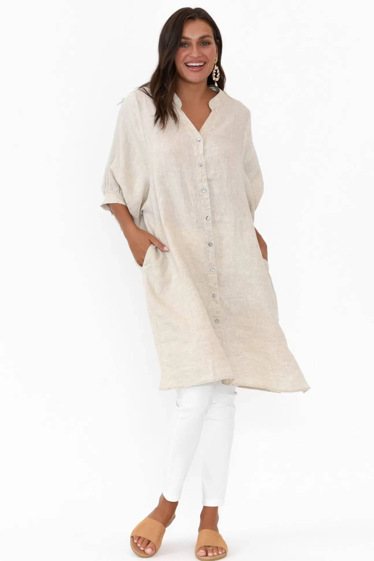 Worthier Leigh Natural Linen Tunic Dress Shop