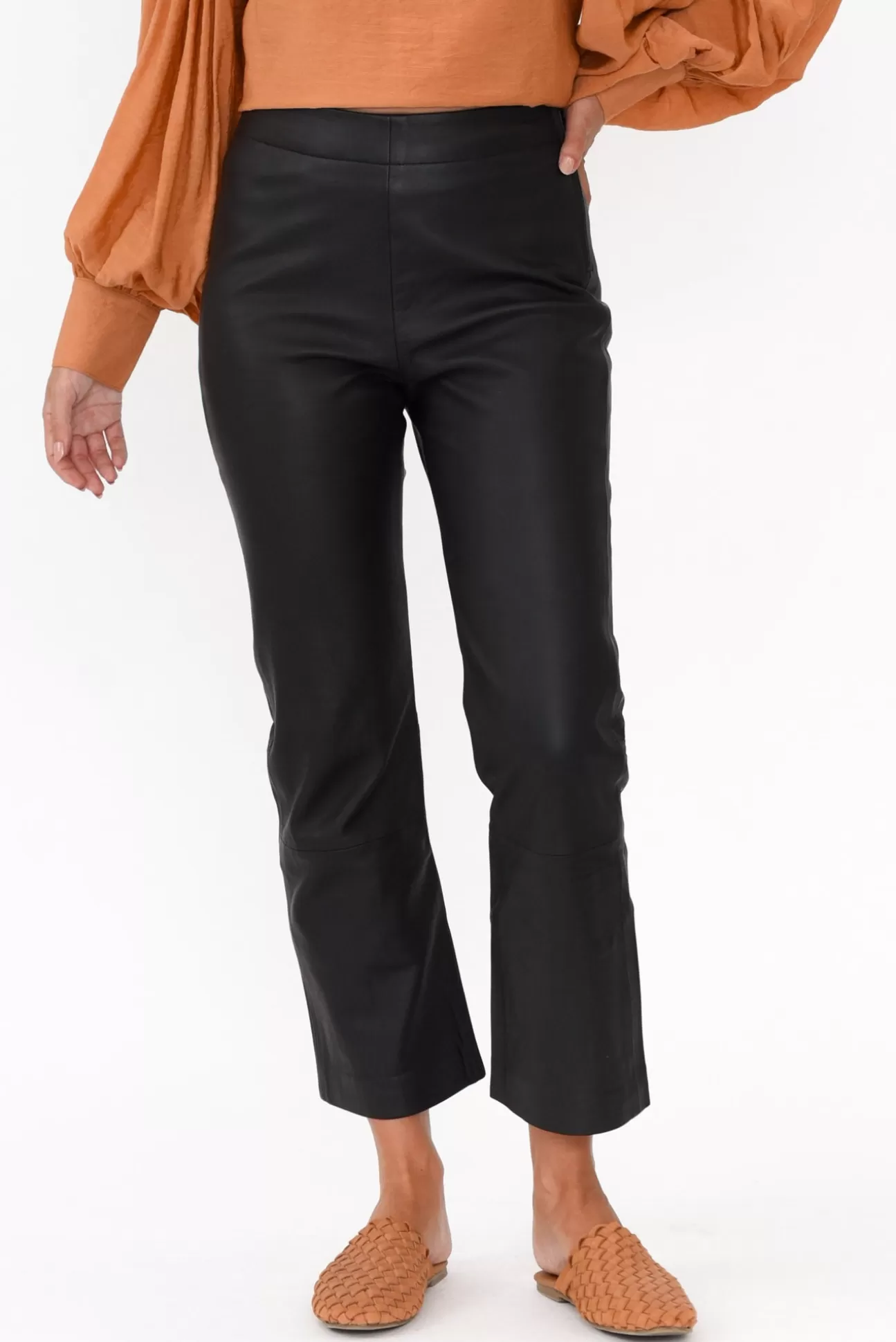 Fate Becker Lennon Black Straight Leather Pant Clearance