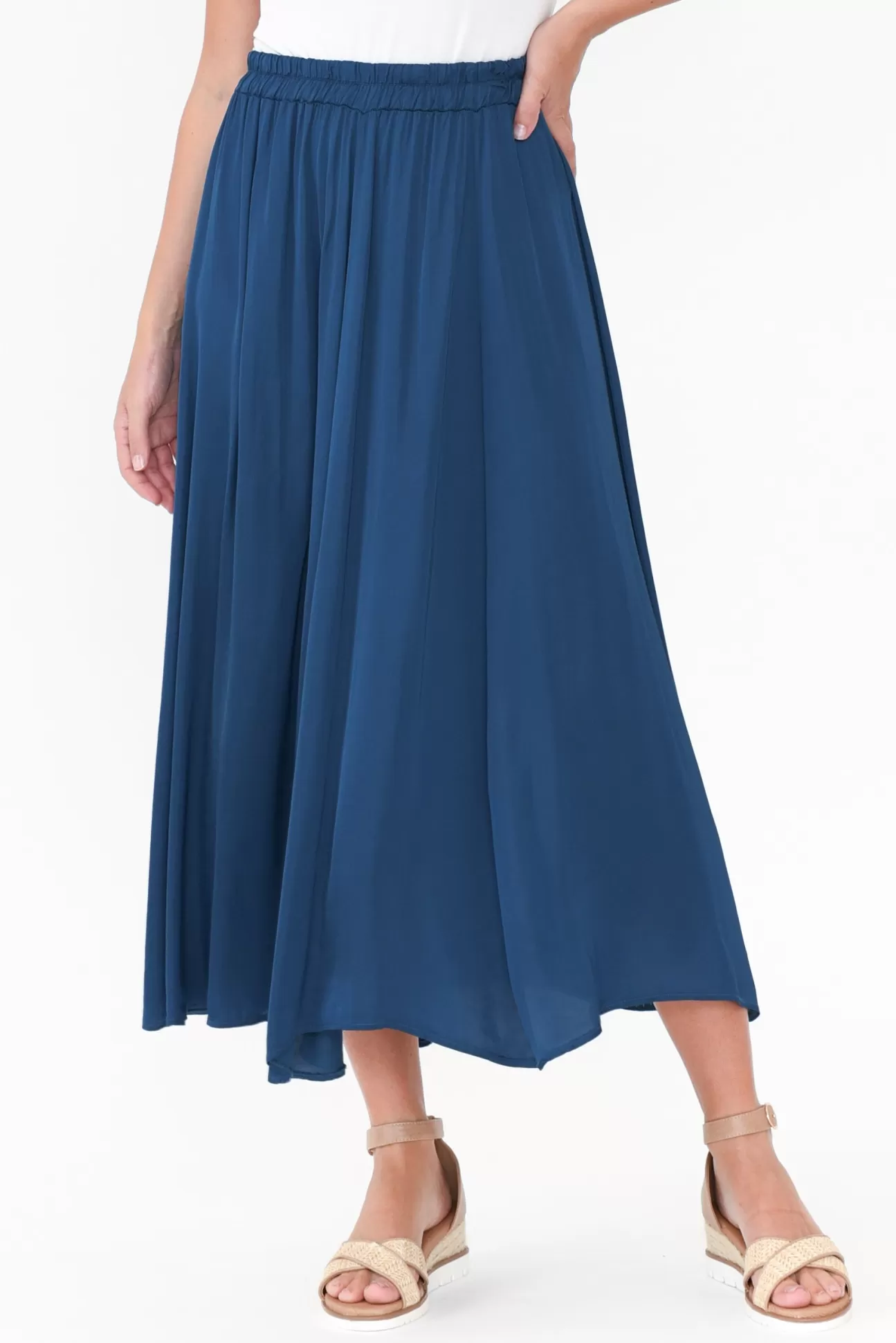 Donna Donna Letitia Teal Gloss Midi Skirt Flash Sale