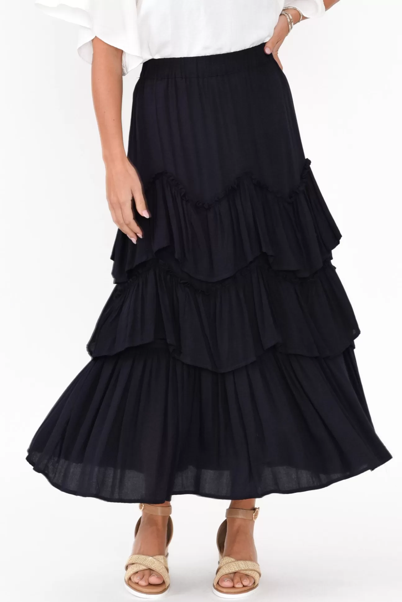 Red Lotus Lexi Navy Ruffle Tier Skirt Flash Sale