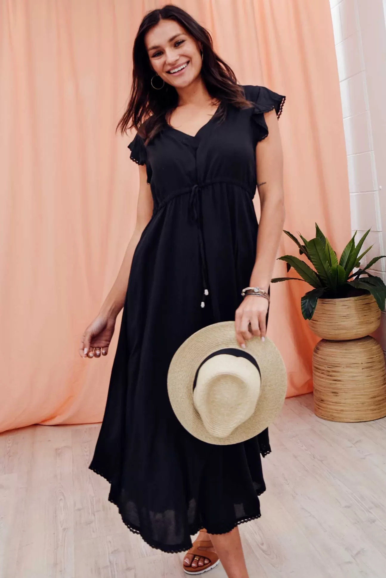 New U Collection Libby Black Midi Dress Discount