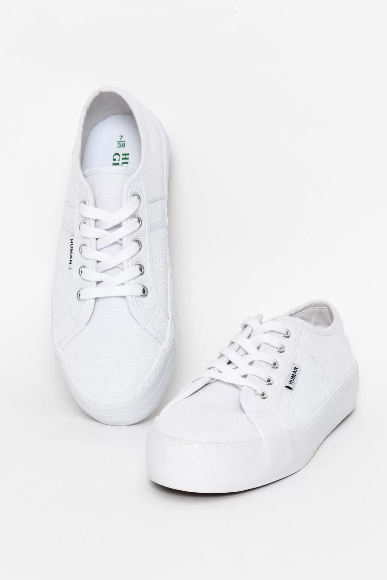 Human Shoes Lift White Canvas Sneaker New