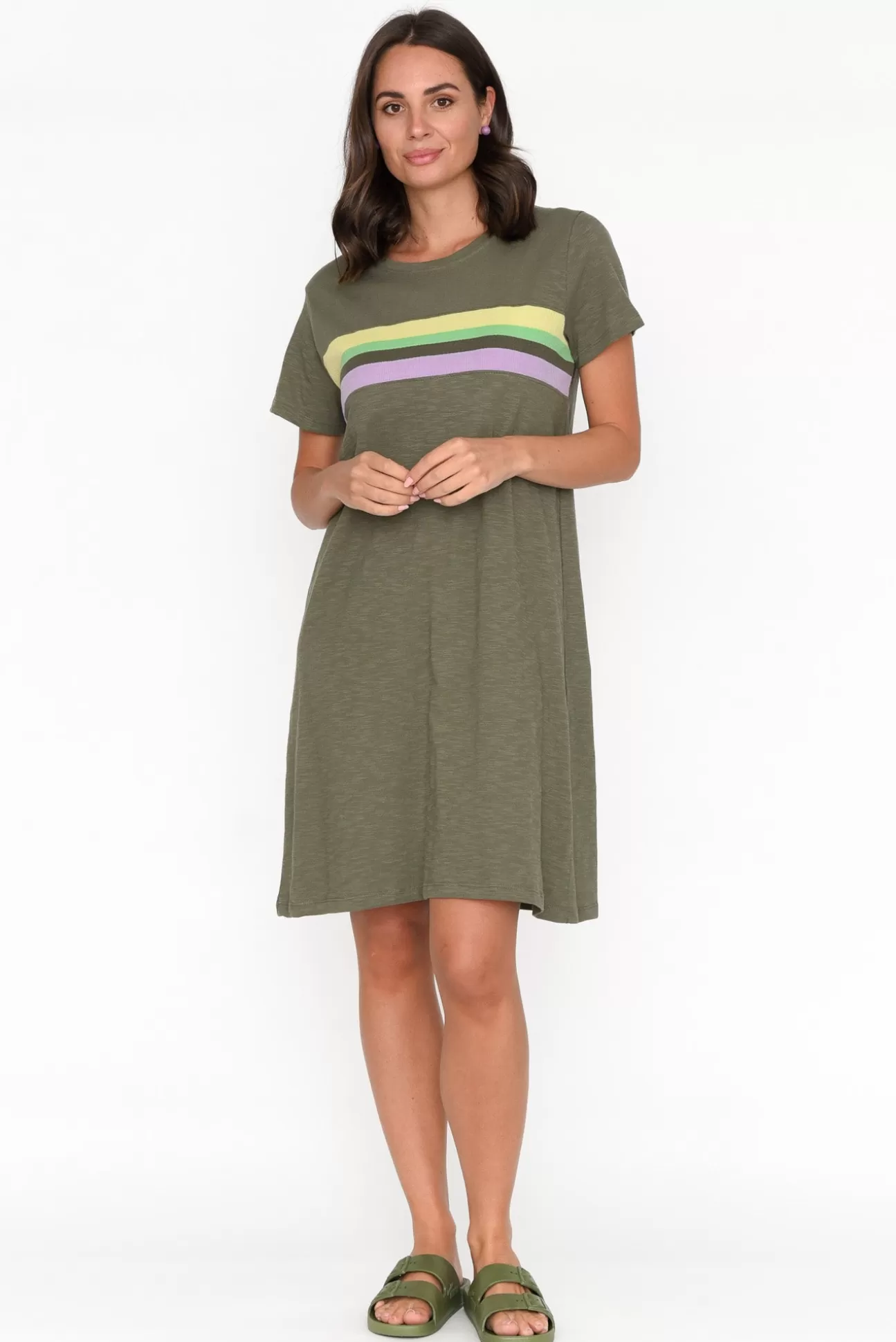 Elm Linden Khaki Cotton Tee Dress Cheap