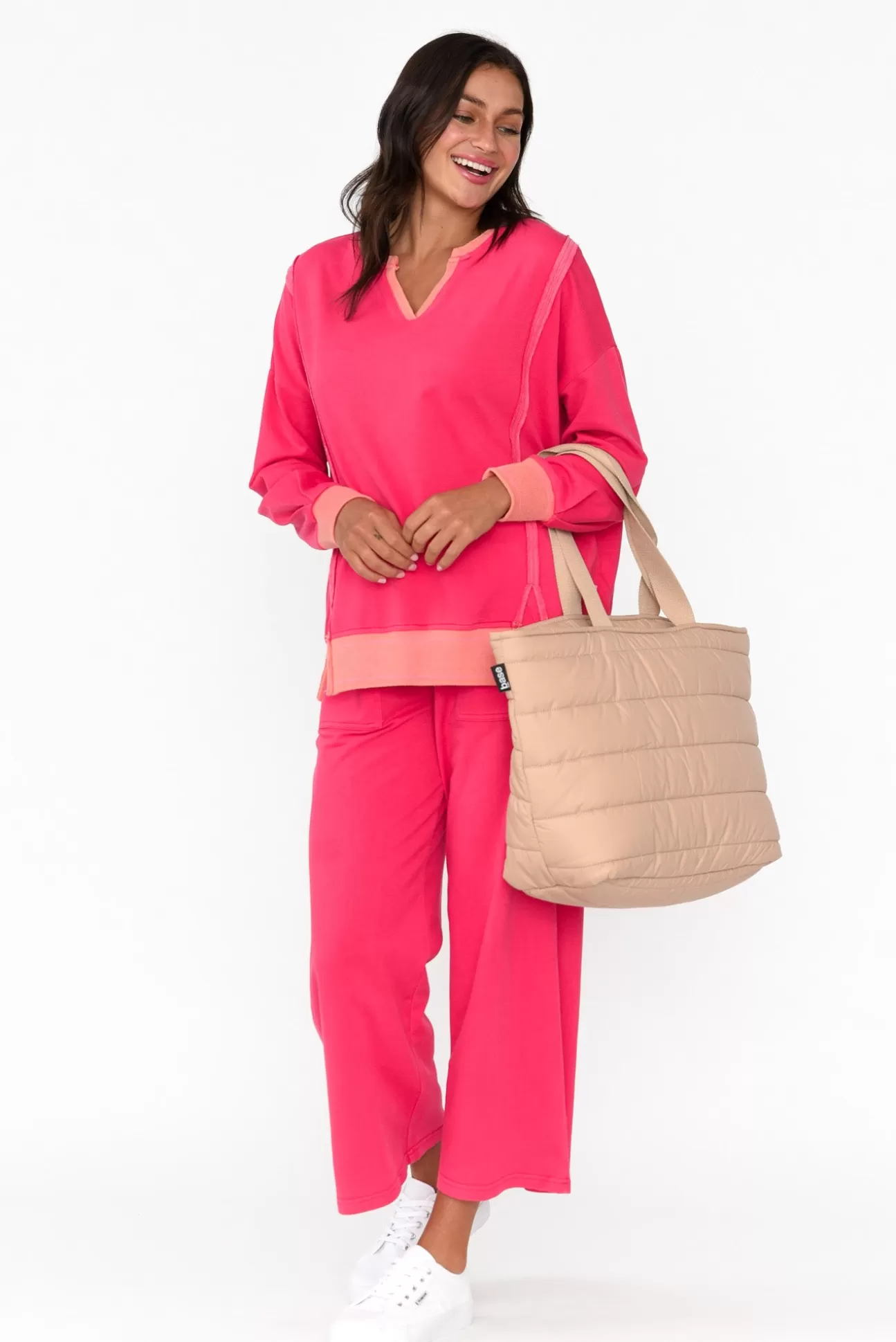 One Ten Willow Linnea Hot Pink V Split Jumper Best