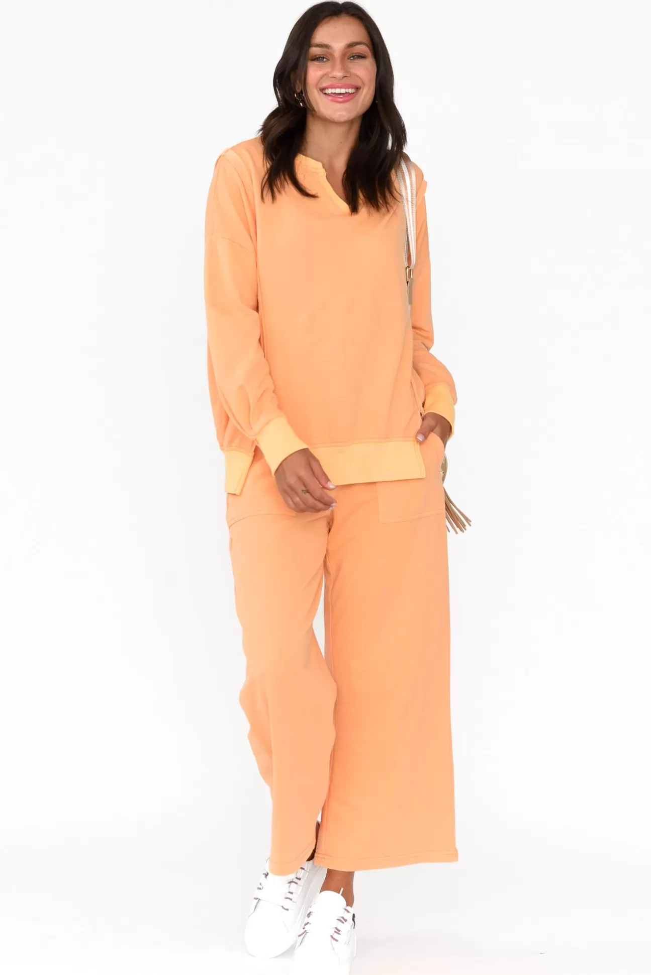 One Ten Willow Linnea Orange V Split Jumper New