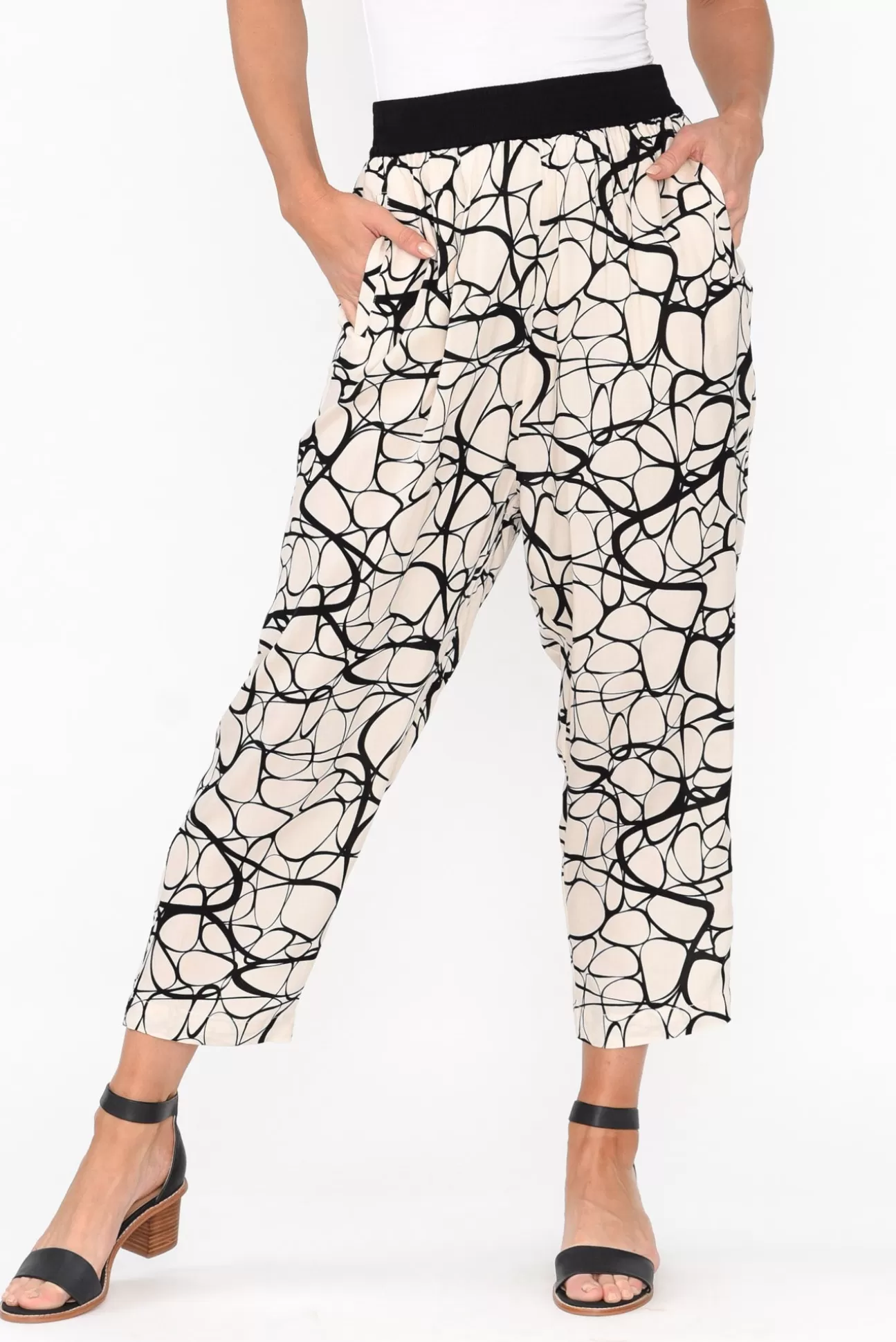 Tirelli Lisha Cream Abstract Drop Crotch Pant Best