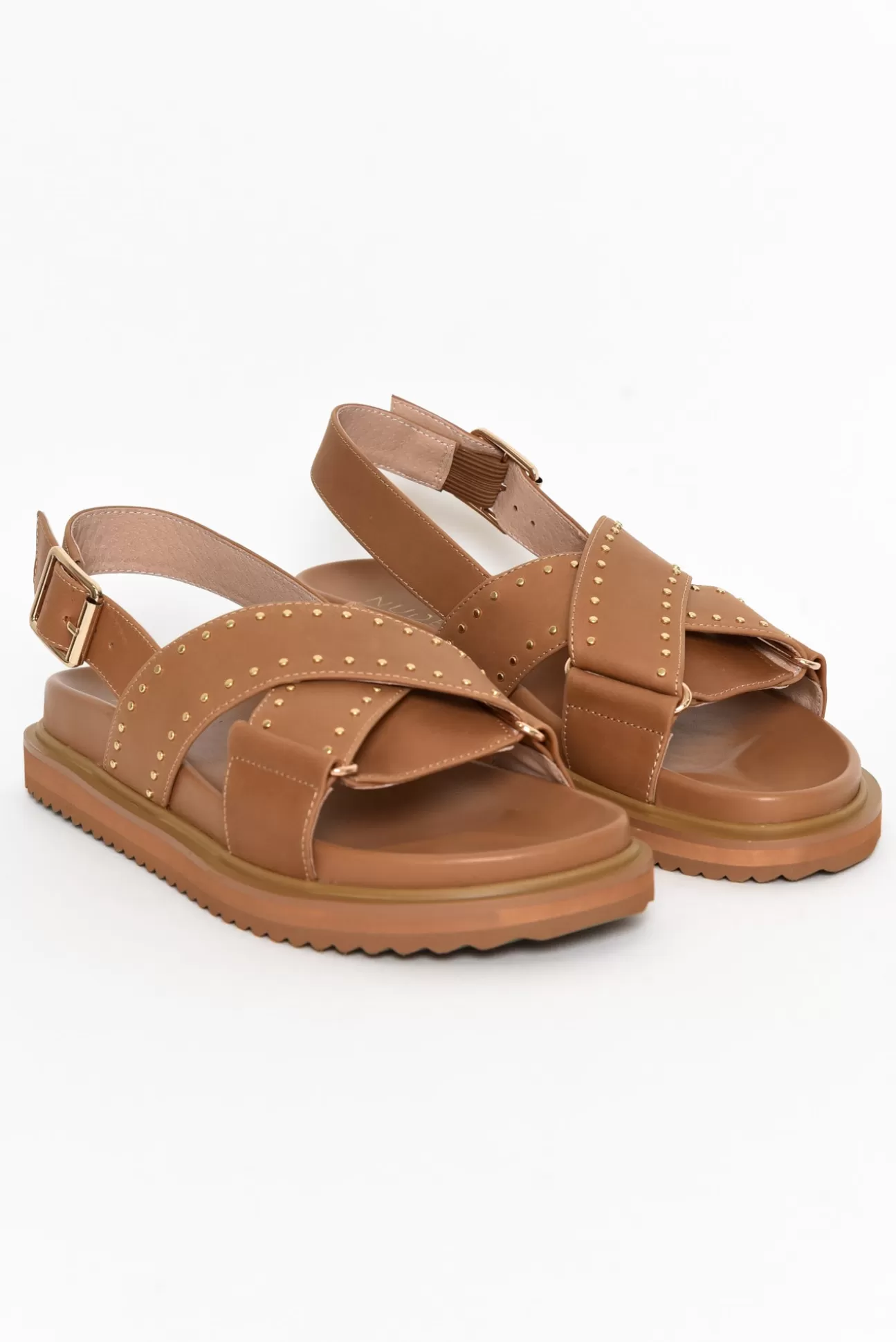 Nude Shoes Loddie Tan Leather Crossover Sandal Online