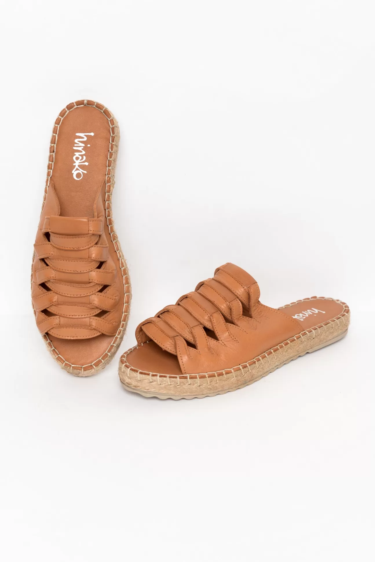 Hinako Lola Tan Leather Espadrille Platform Slide Flash Sale