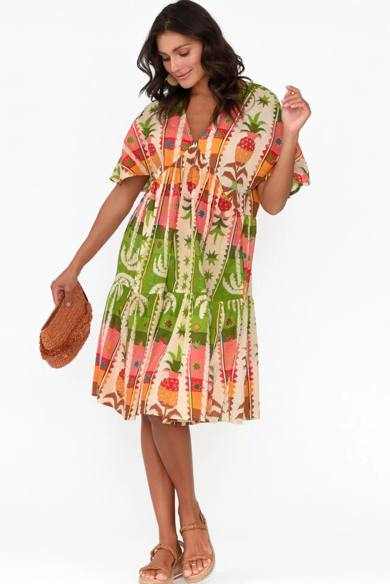 Holiday Lola Tropical Cotton Tier Dress Flash Sale