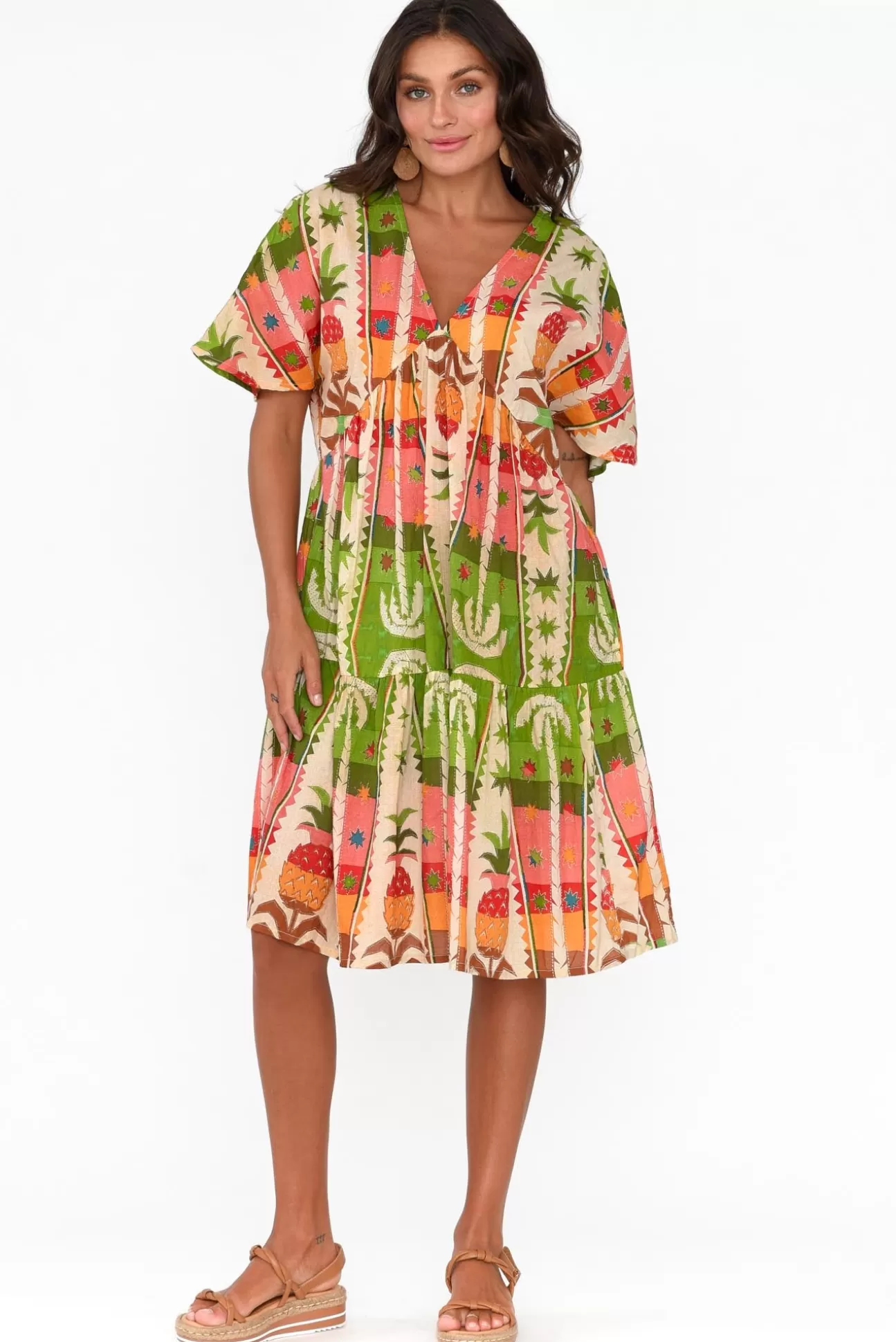 Holiday Lola Tropical Cotton Tier Dress Flash Sale