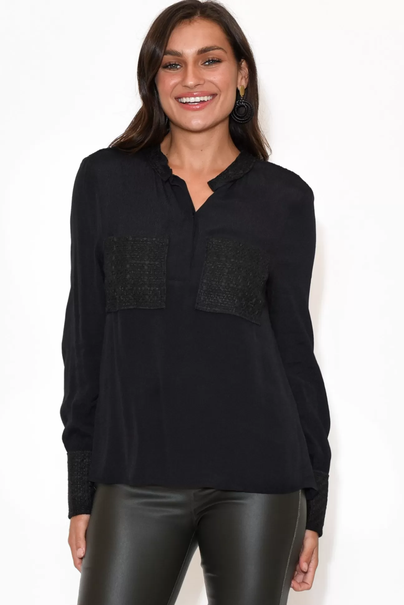 Fate Becker Lovelines Black Long Sleeve Top Flash Sale