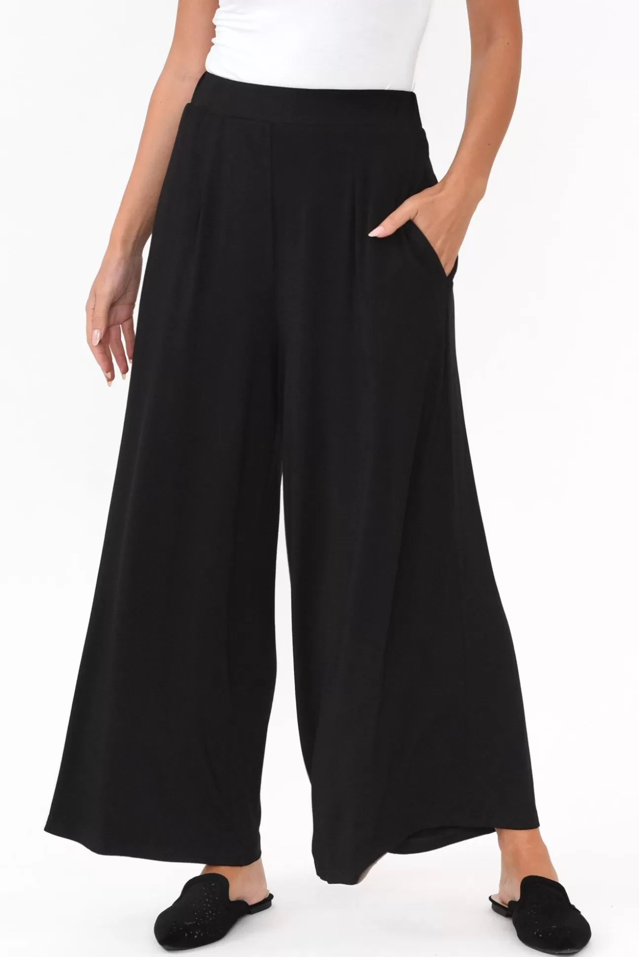 Willow Tree Lowen Black Modal Wide Leg Pant Cheap