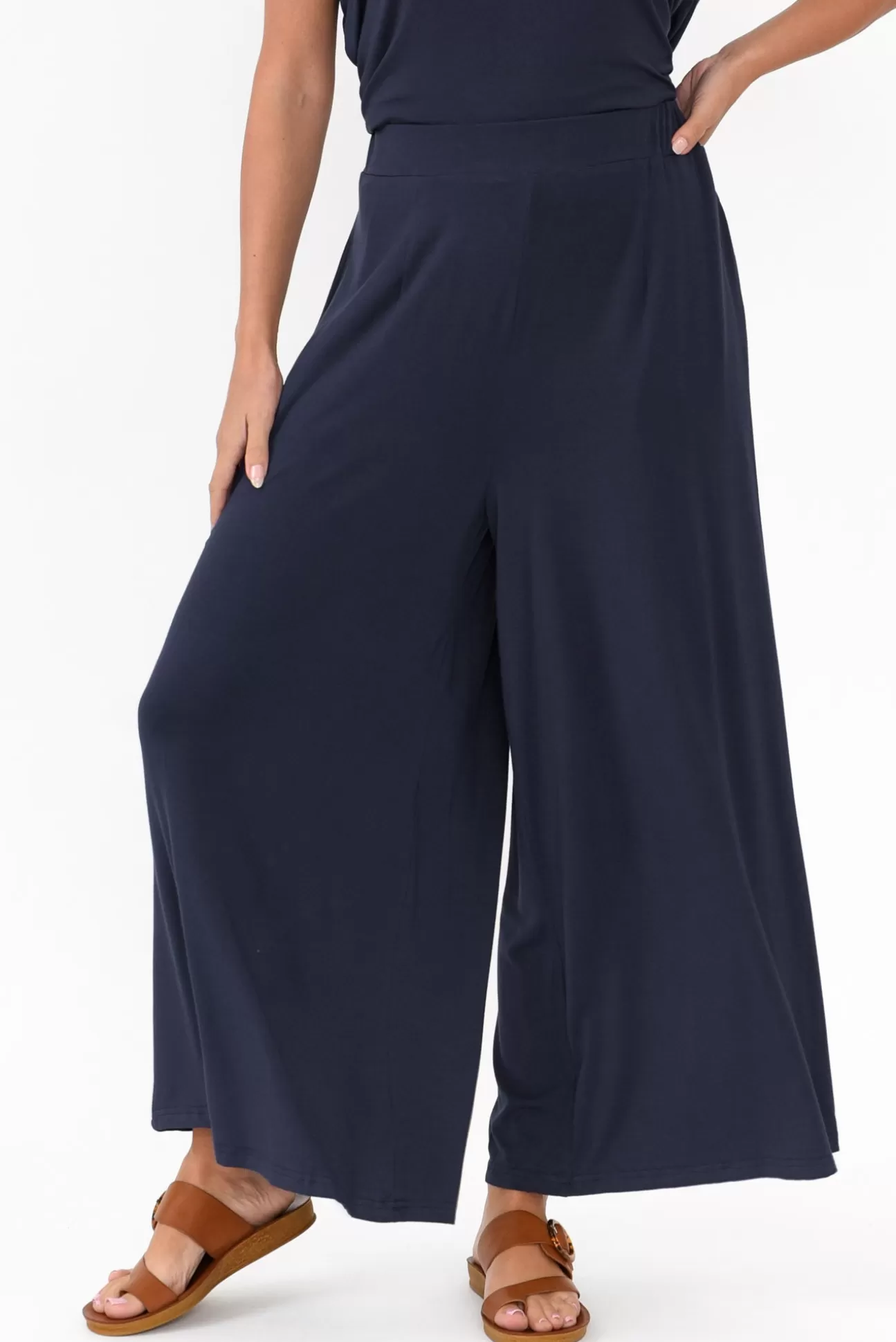 Willow Tree Lowen Navy Modal Wide Leg Pant Best Sale