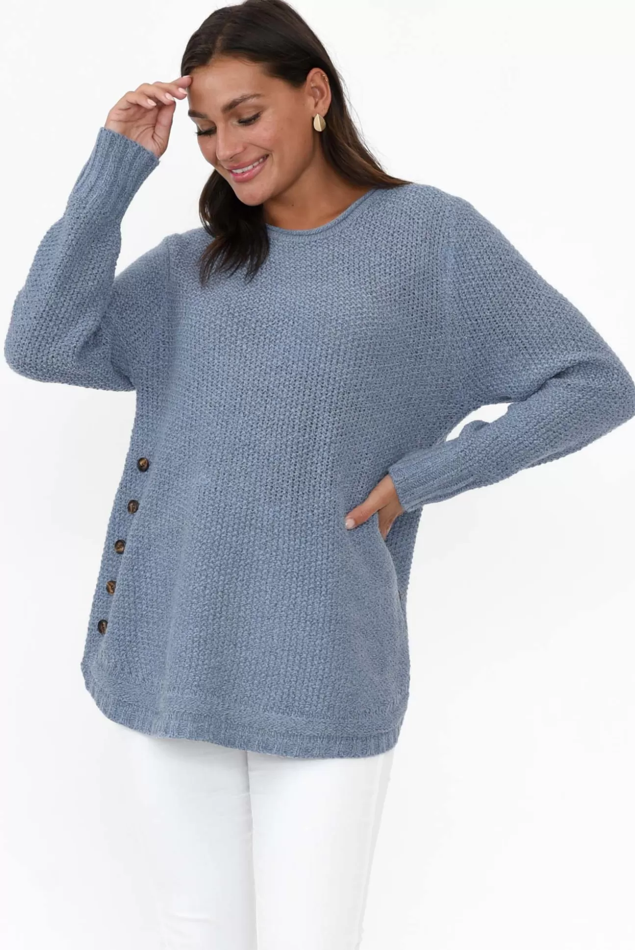 Willow Tree Lucas Blue Knit Button Jumper Best