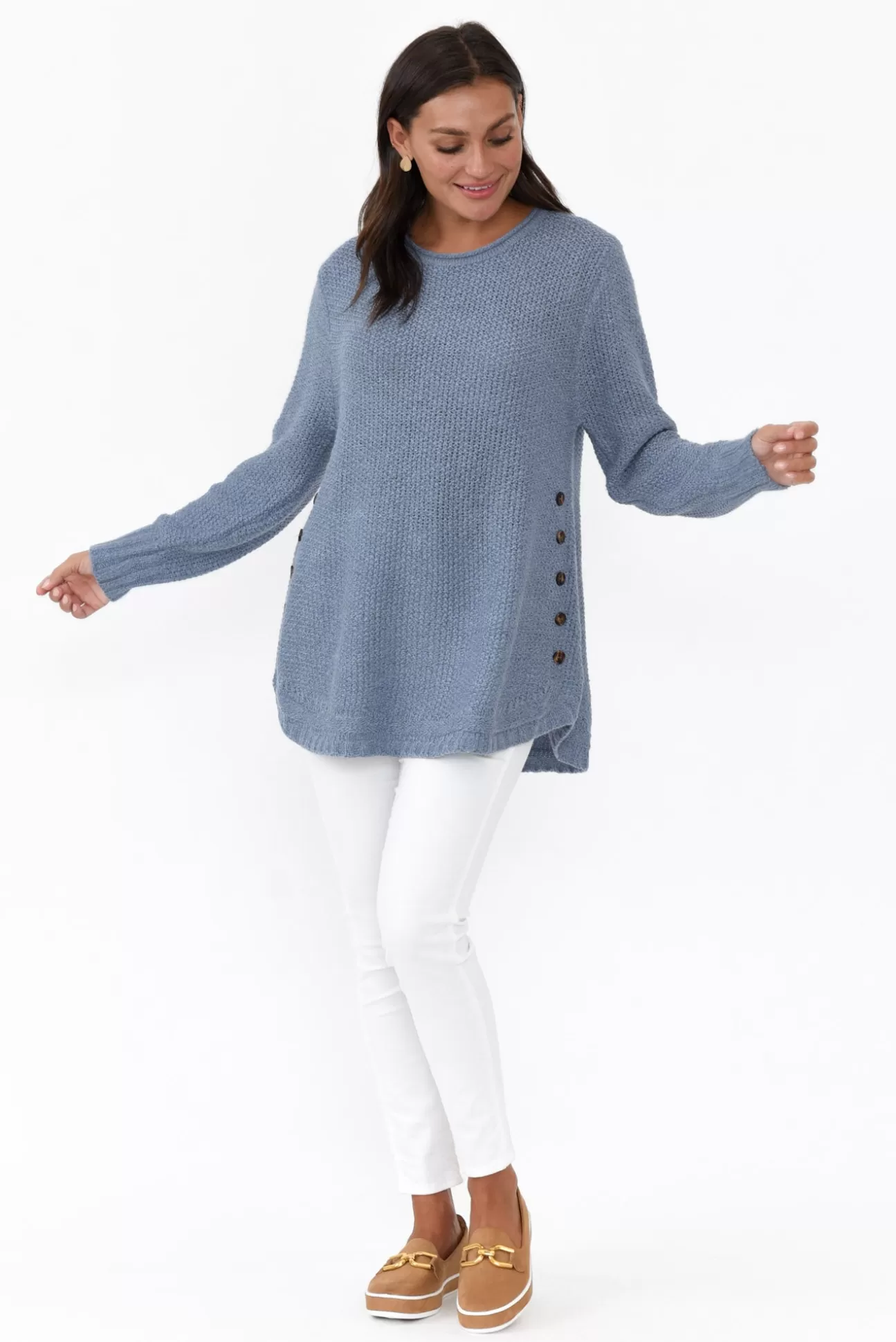 Willow Tree Lucas Blue Knit Button Jumper Best