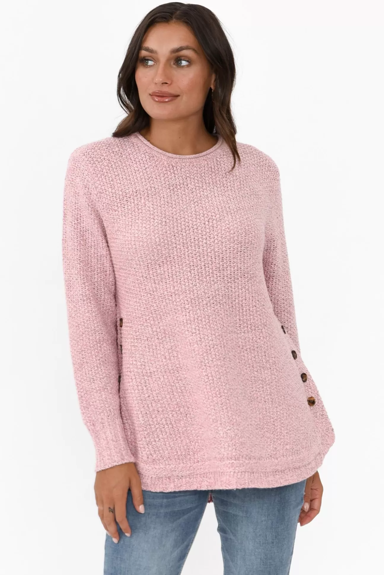 Willow Tree Lucas Pink Knit Button Jumper Cheap